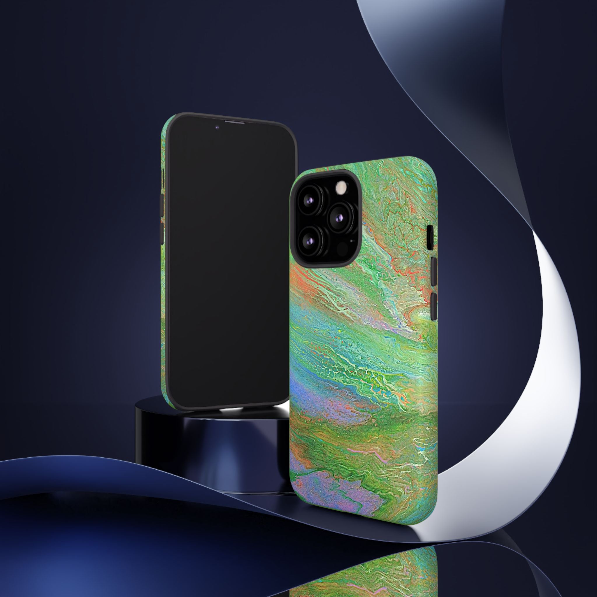 Marbled Green Abstract Phone Case — Protective Tough Case for iPhone