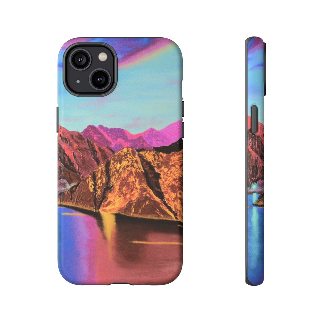 Protective Phone Case — Vibrant Retro Mountain Landscape