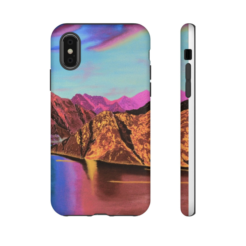 Protective Phone Case — Vibrant Retro Mountain Landscape