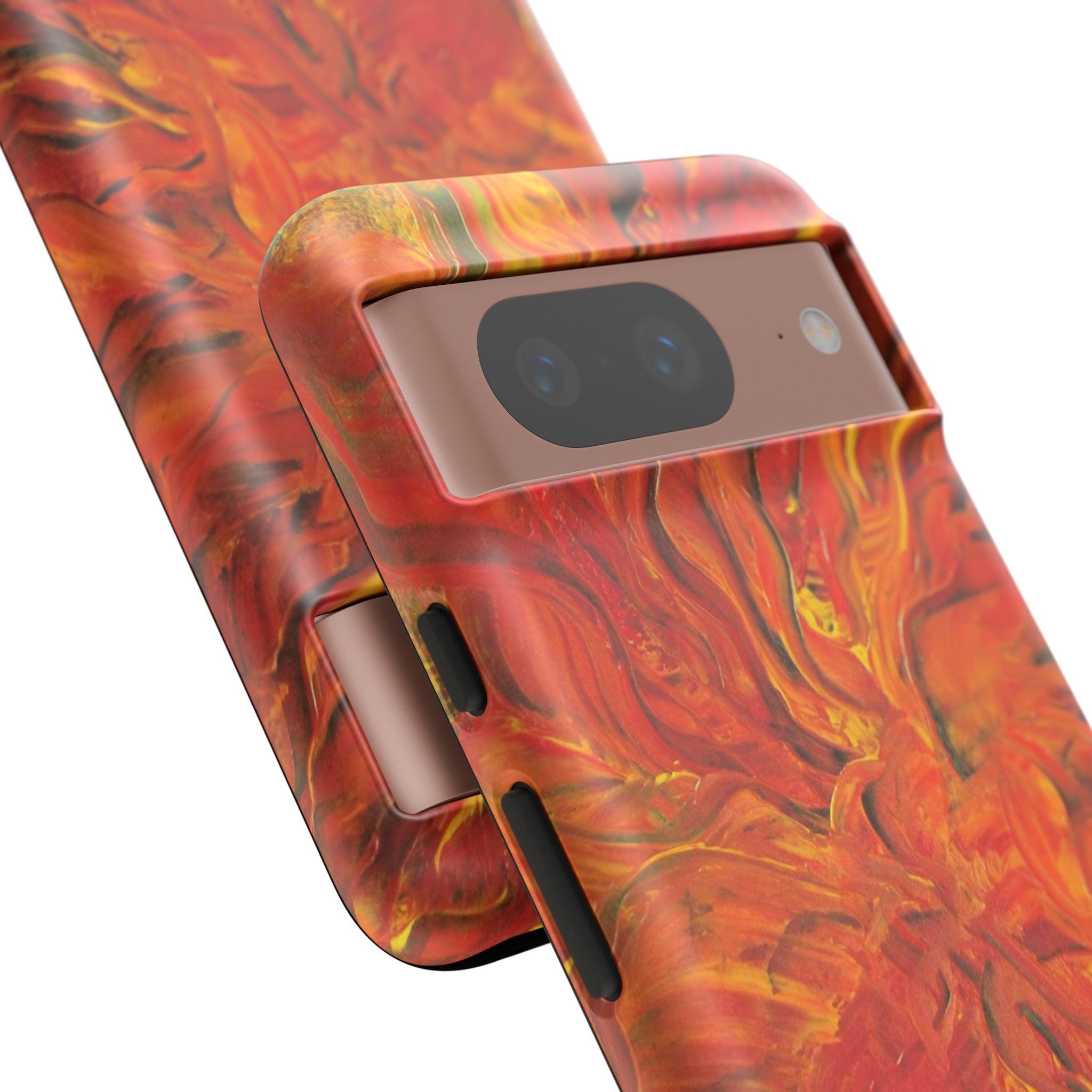 Flame Swirl Tough Phone Case — Abstract Red & Orange Art Protective Cover