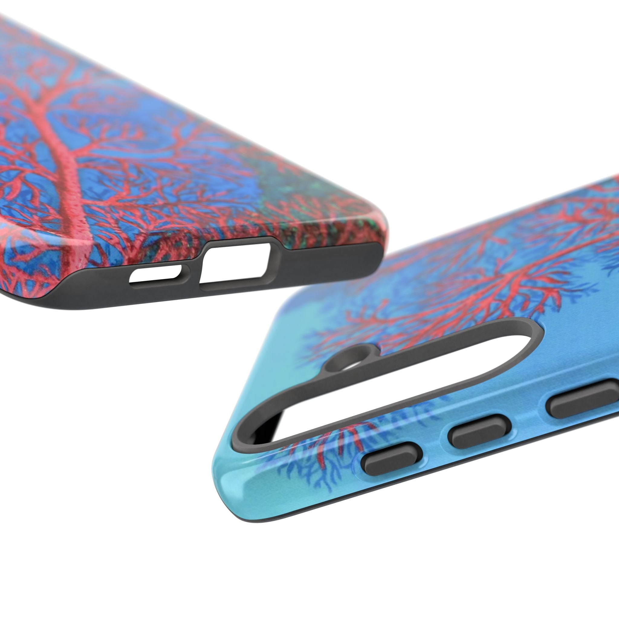 Coral Reef Phone Case — Vibrant Red Sea Fan on Ocean Blue Tough Case