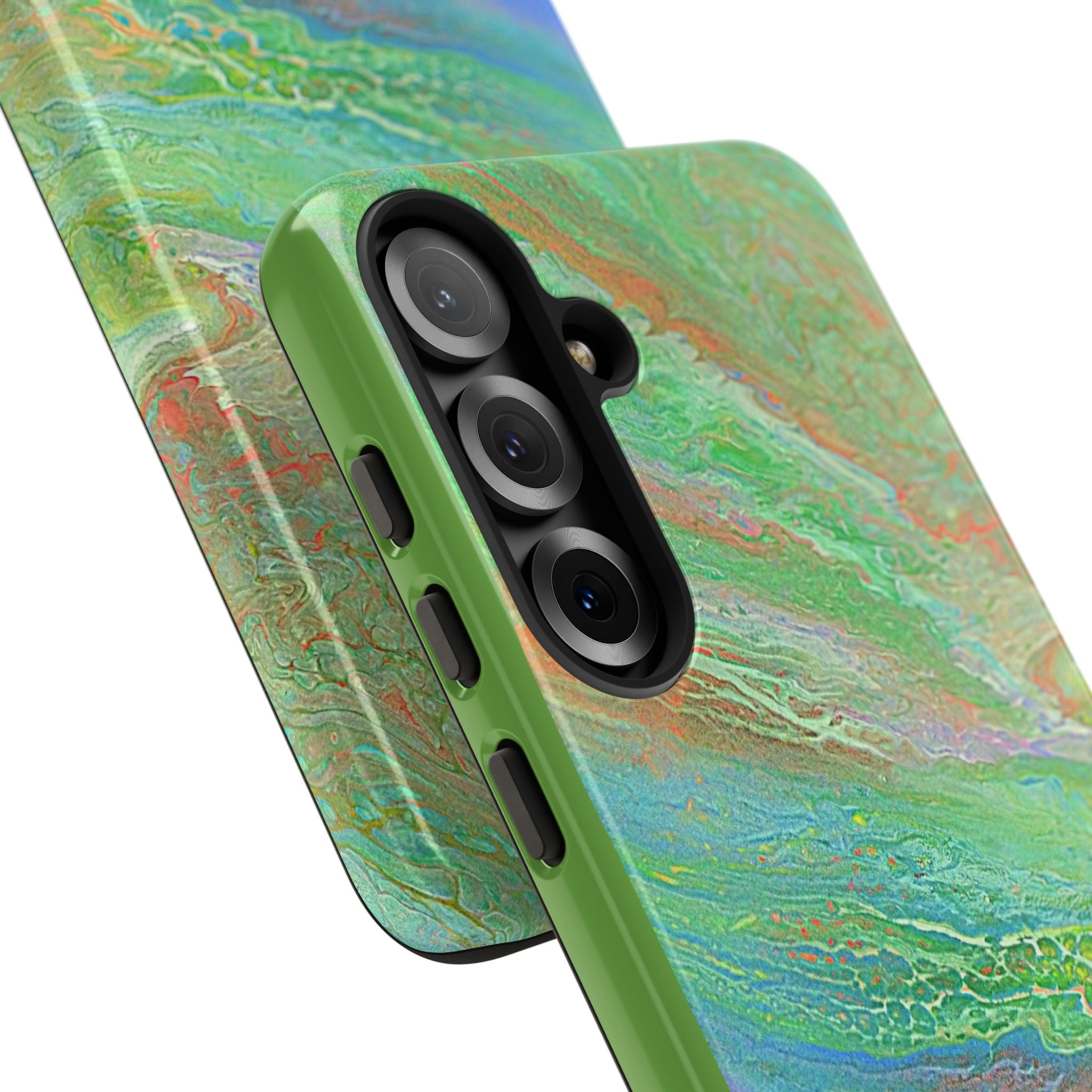 Marbled Green Abstract Phone Case — Protective Tough Case for iPhone