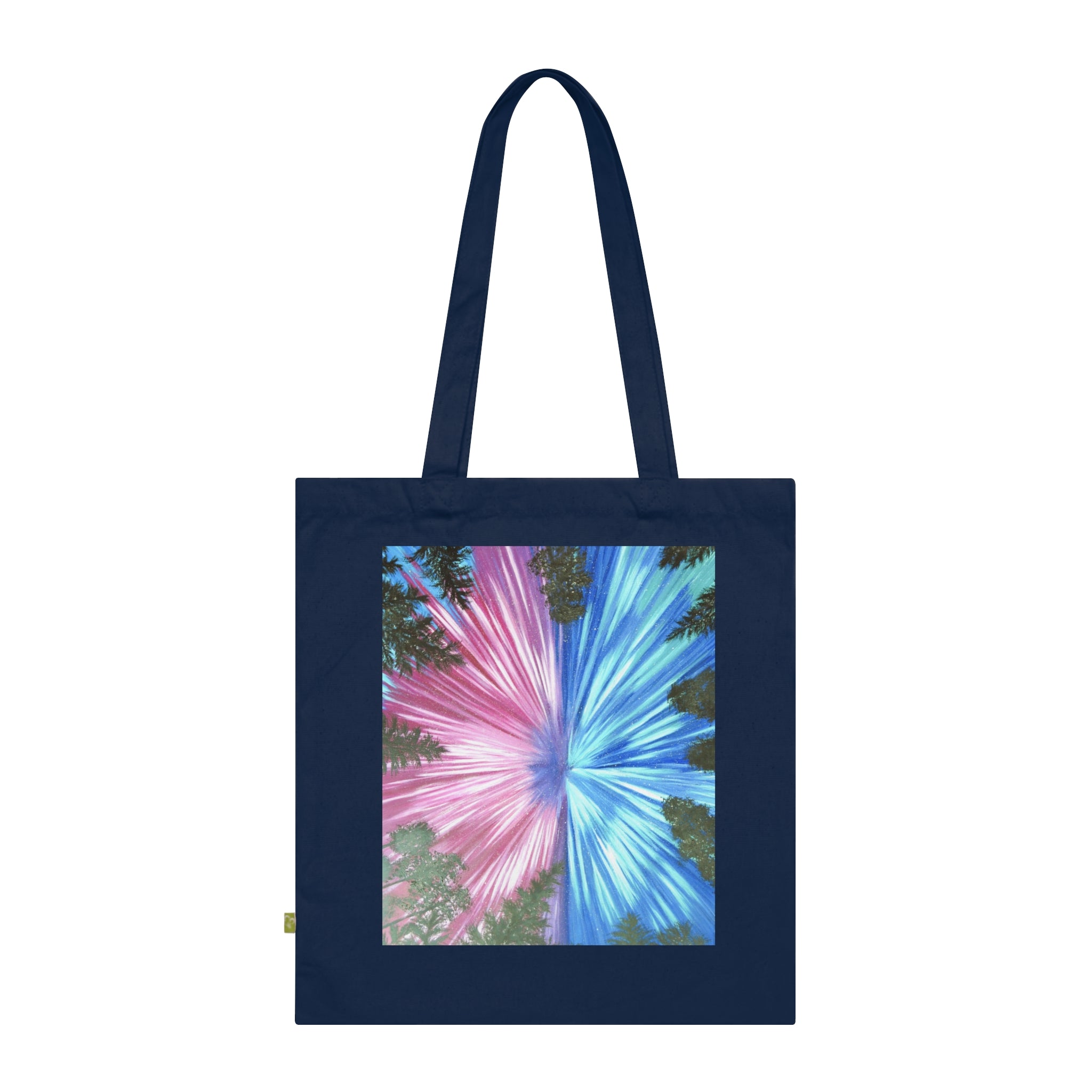 Tie-Dye Burst Organic Cotton Tote Bag — Colorful Pink & Blue Floral Pattern
