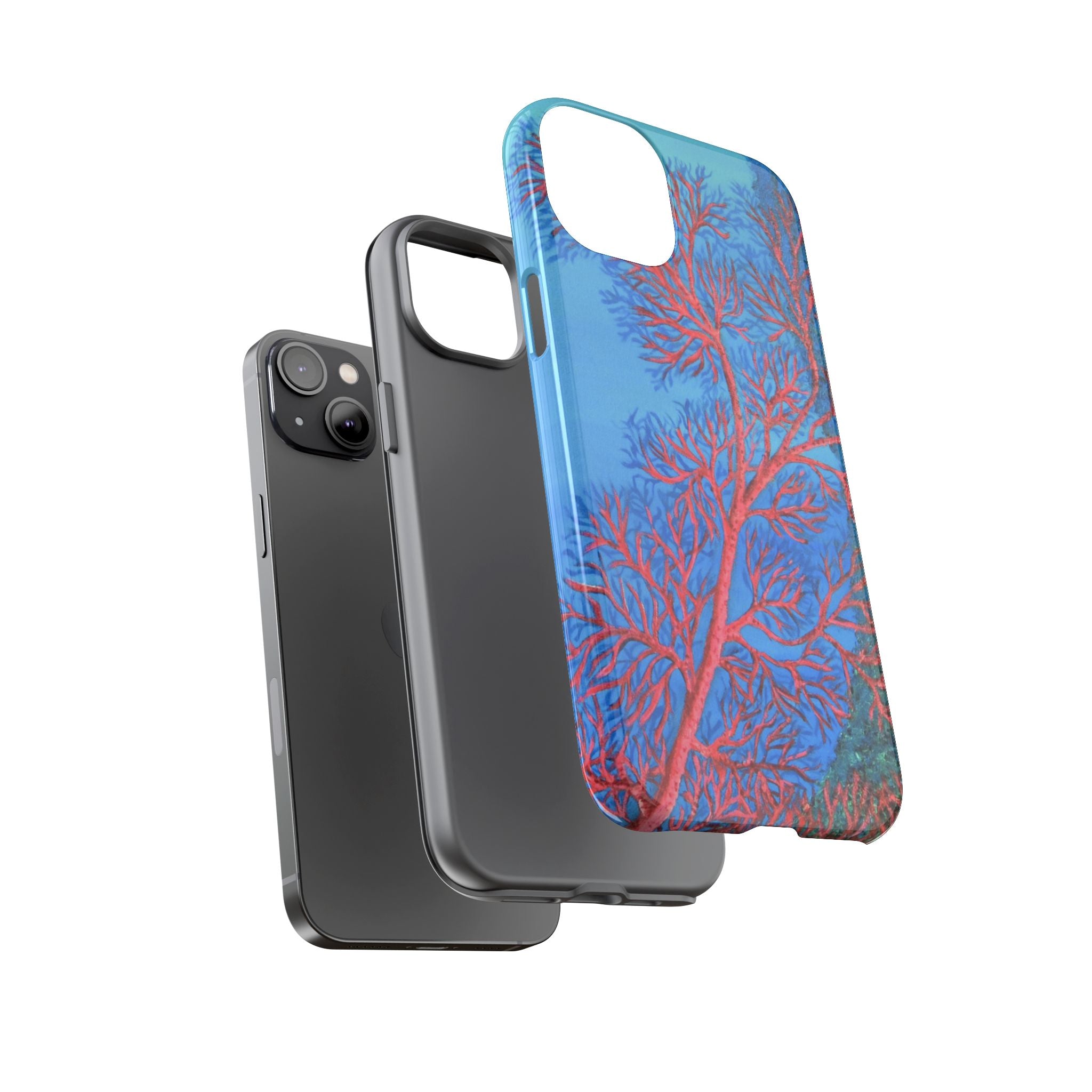 Coral Reef Phone Case — Vibrant Red Sea Fan on Ocean Blue Tough Case