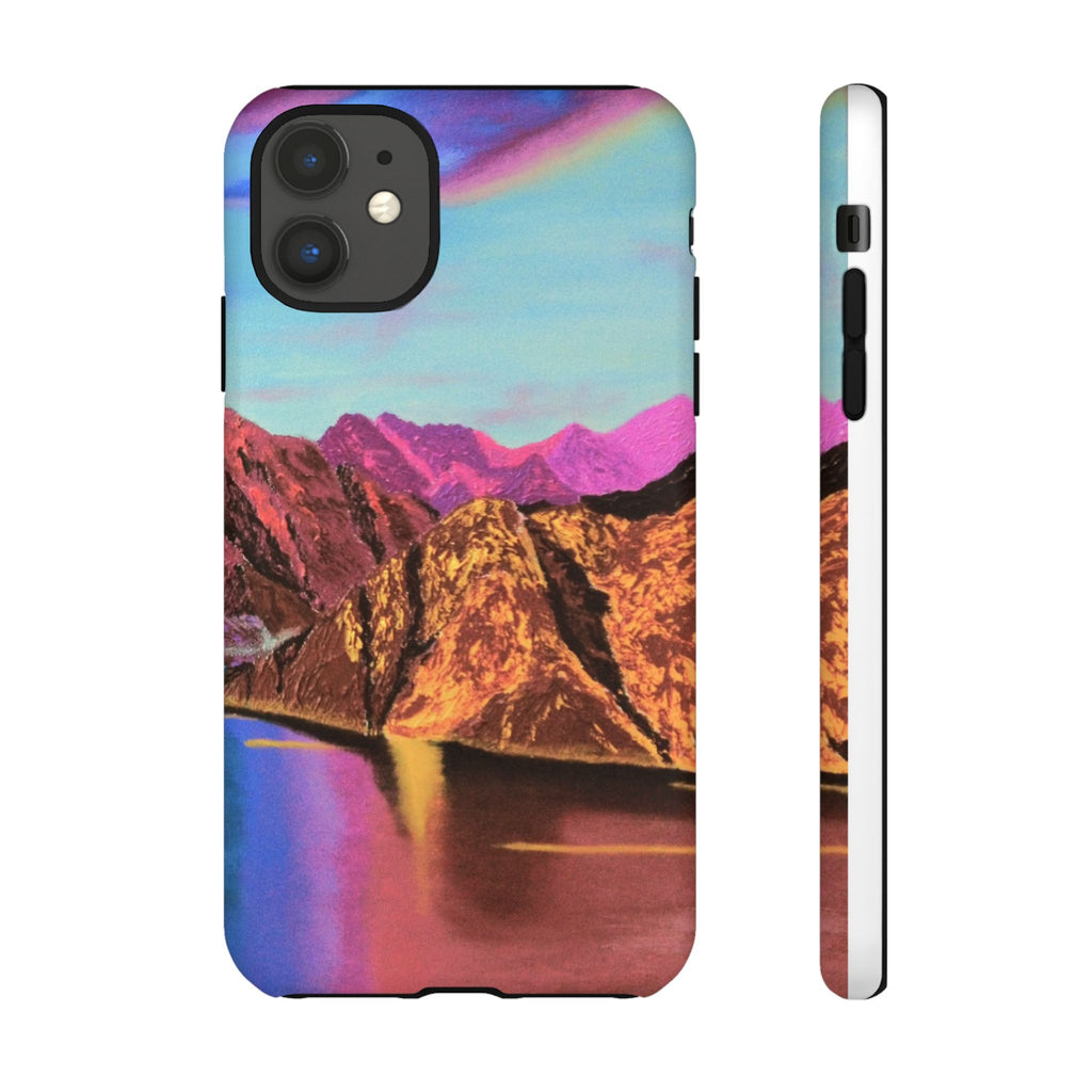 Protective Phone Case — Vibrant Retro Mountain Landscape