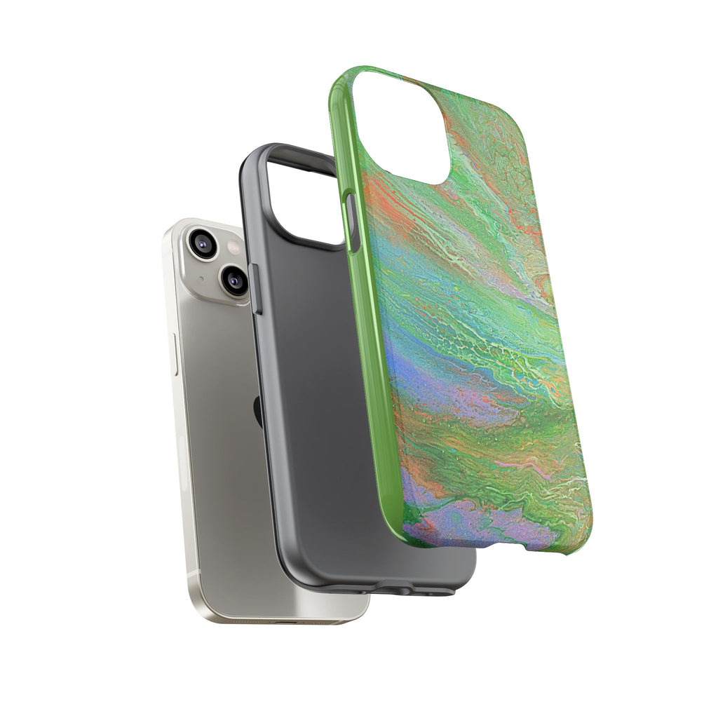 Marbled Green Abstract Phone Case — Protective Tough Case for iPhone