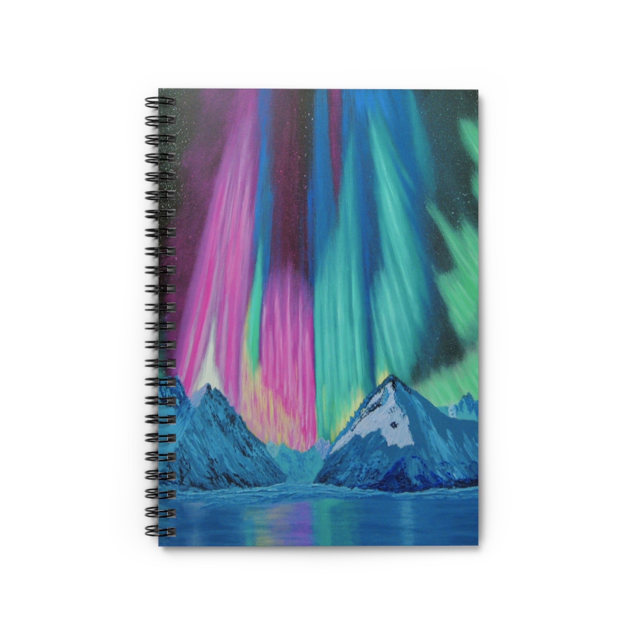 Aurora Mountain Spiral Notebook — Ruled Journal with Northern Lights Cover