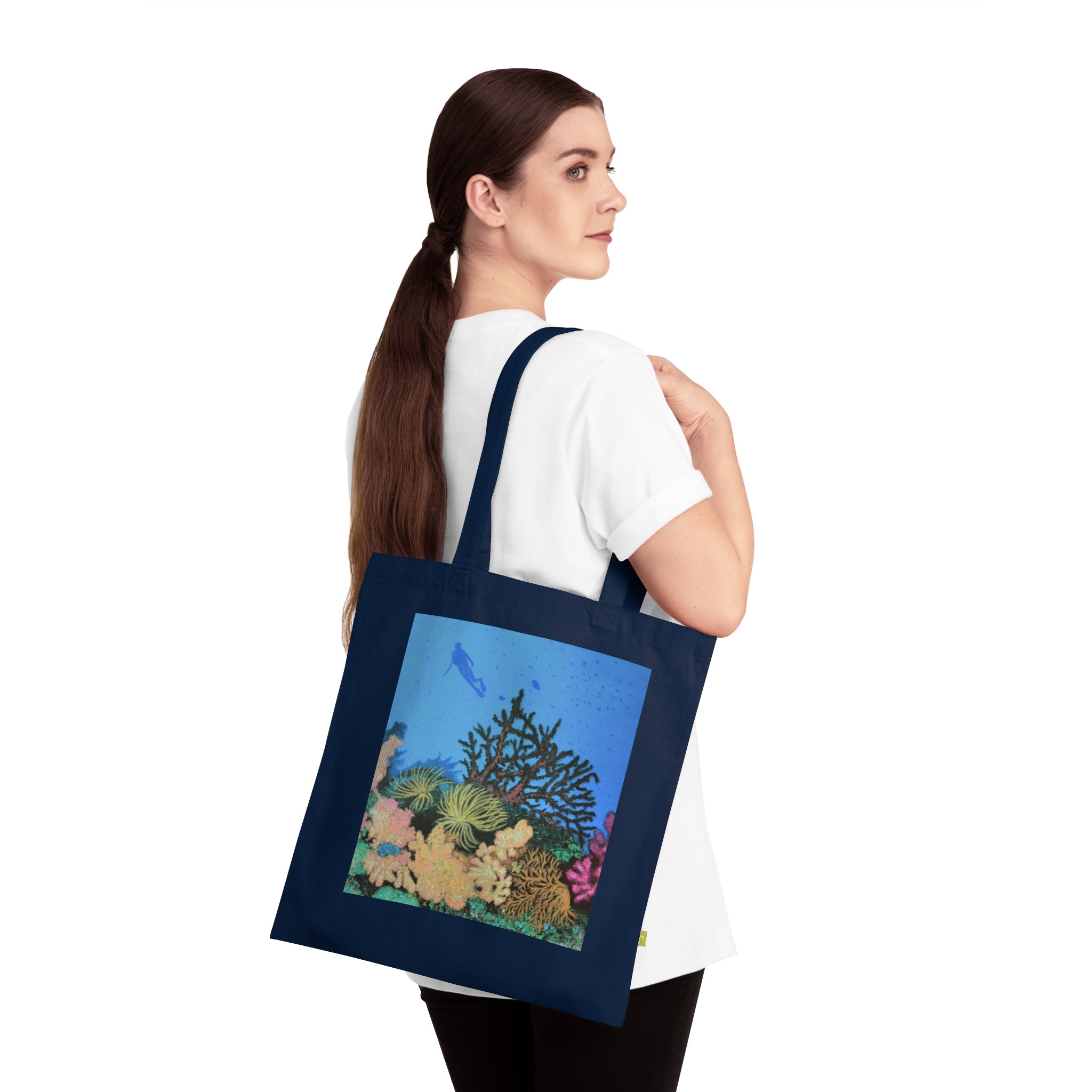 Ocean Coral Reef Organic Tote Bag — Marine Life Canvas Market Tote