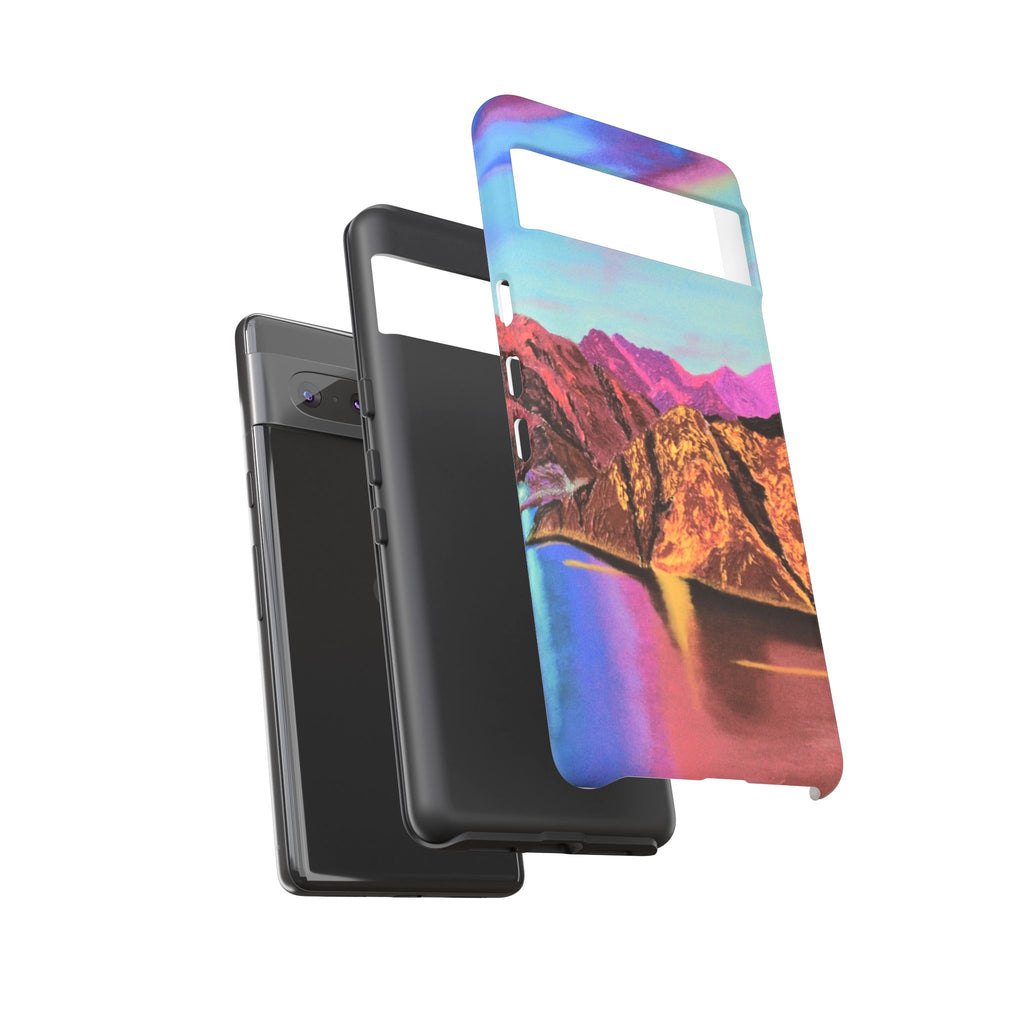 Protective Phone Case — Vibrant Retro Mountain Landscape