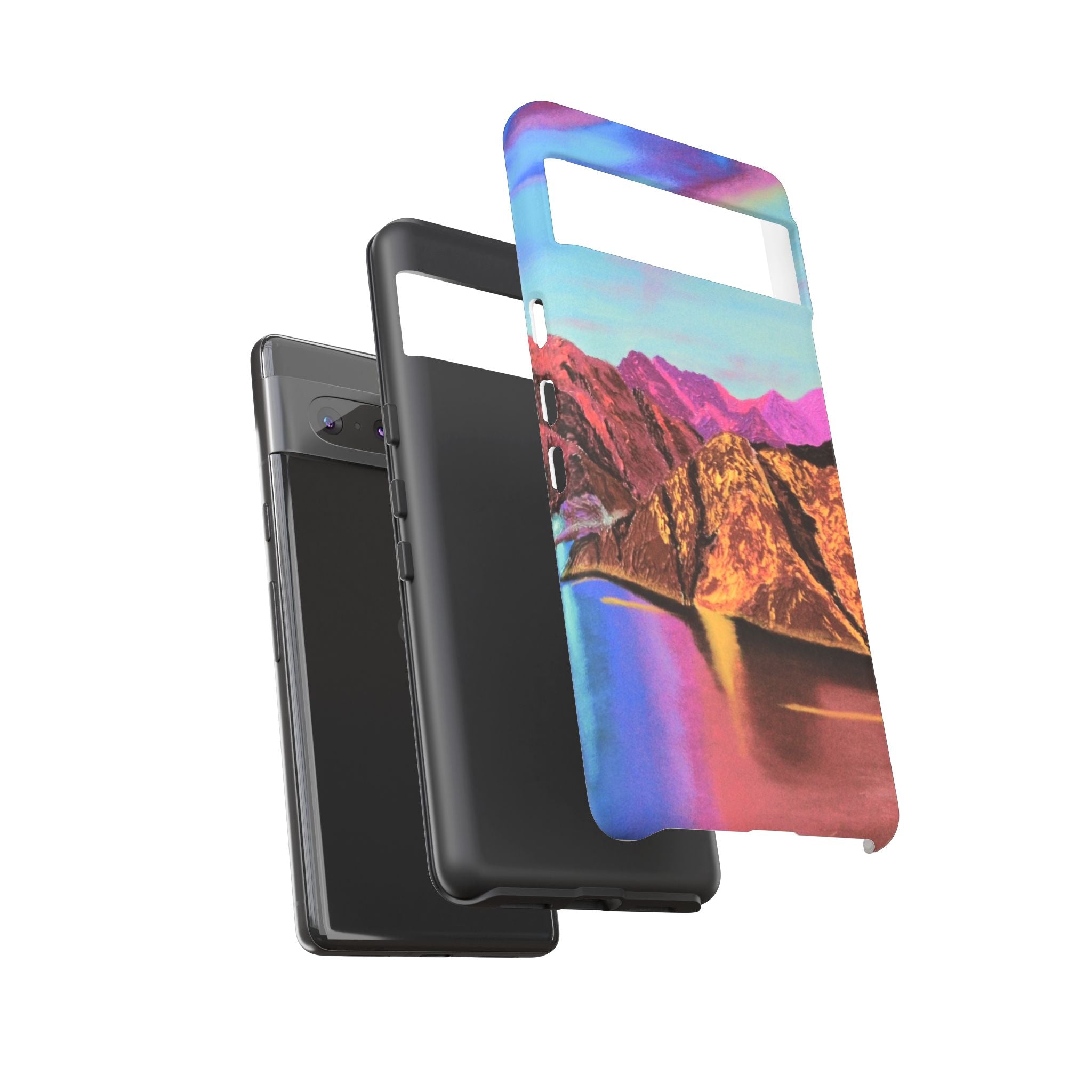 Protective Phone Case — Vibrant Retro Mountain Landscape