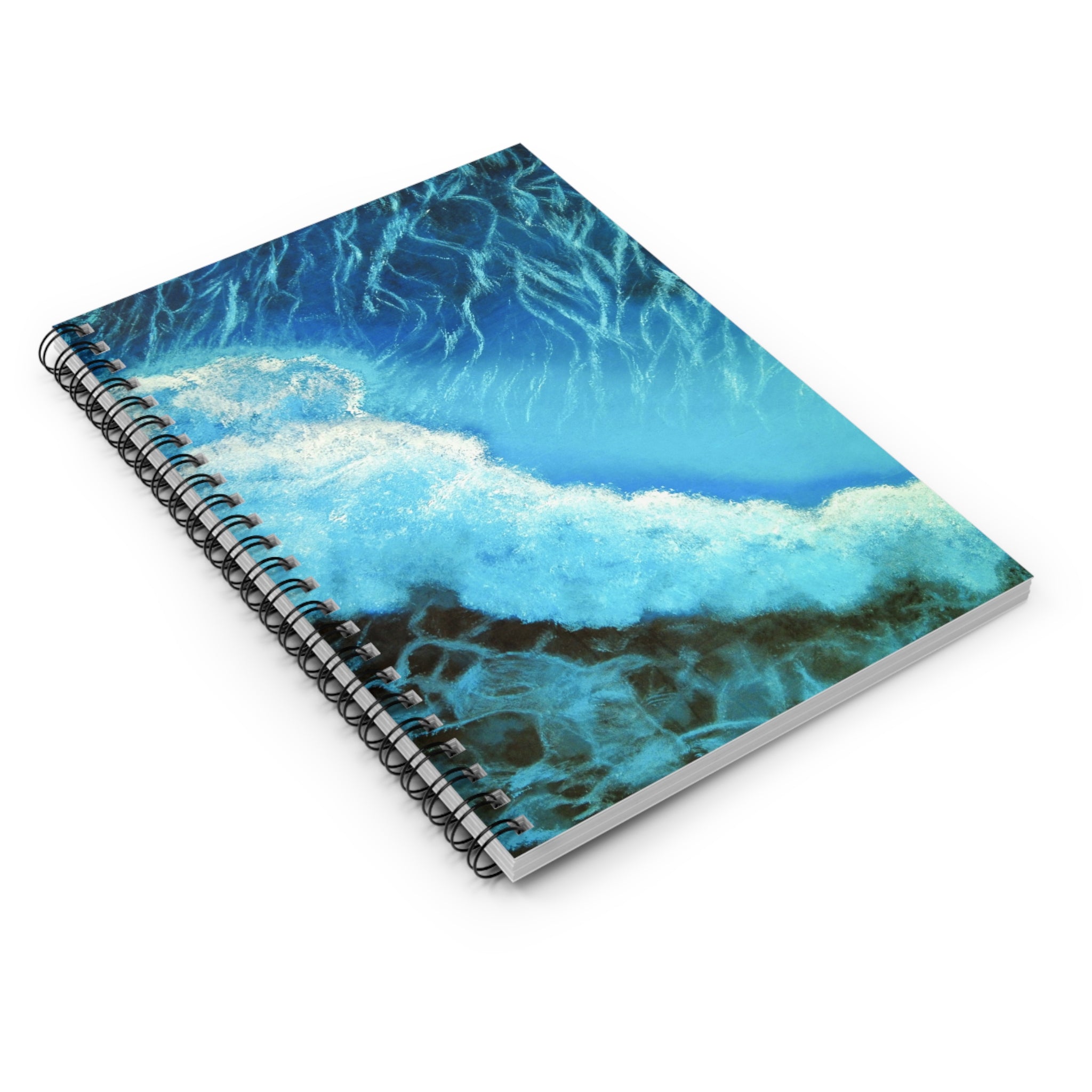 Ocean Wave Spiral Notebook — Ruled Journal with Blue Sea Art Cover