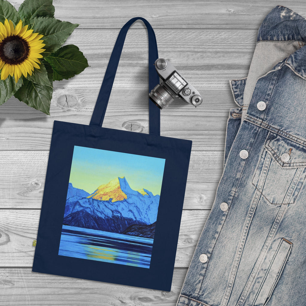 Mountain Sunrise Organic Tote Bag — Scenic Nature Canvas Grocery Tote