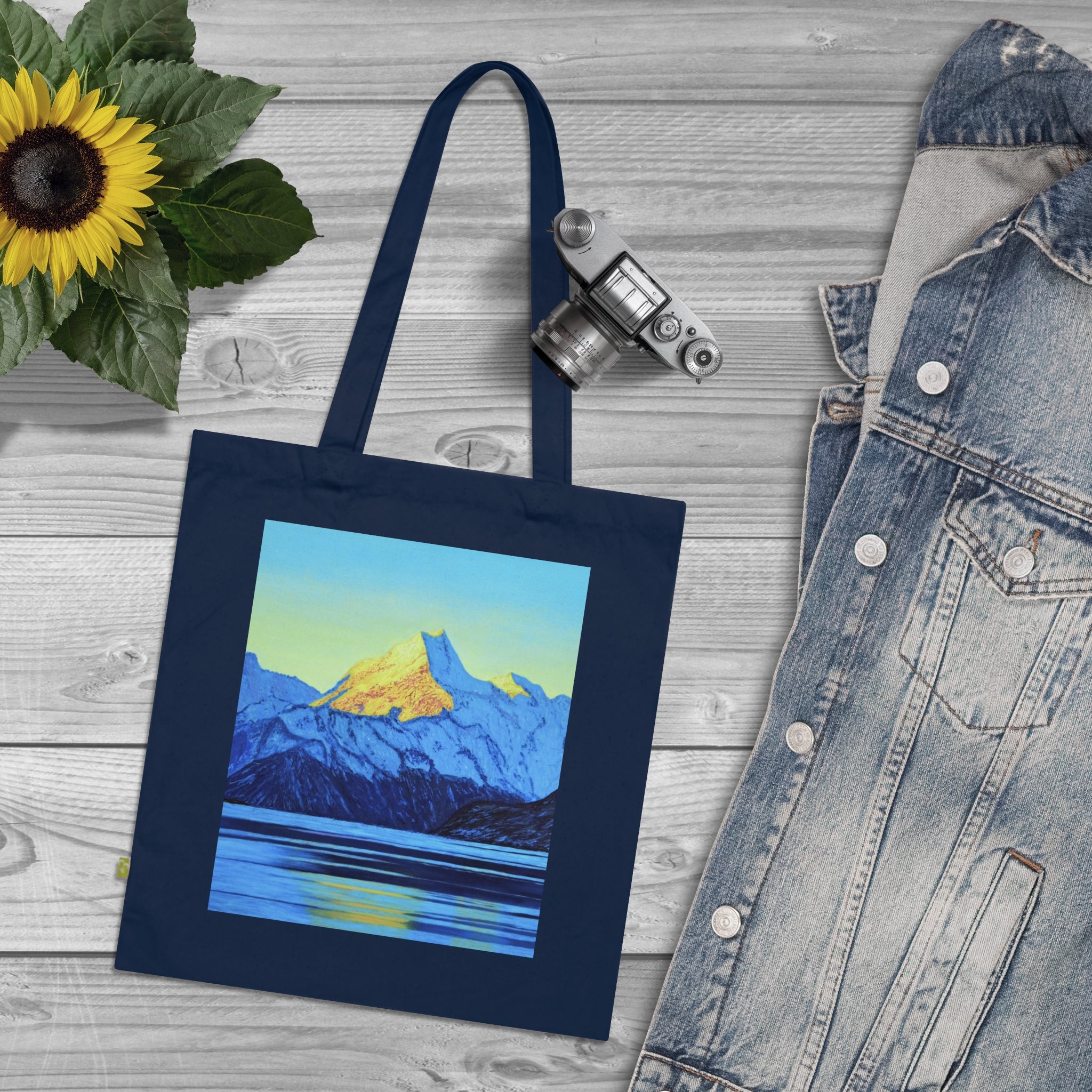 Mountain Sunrise Organic Tote Bag — Scenic Nature Canvas Grocery Tote