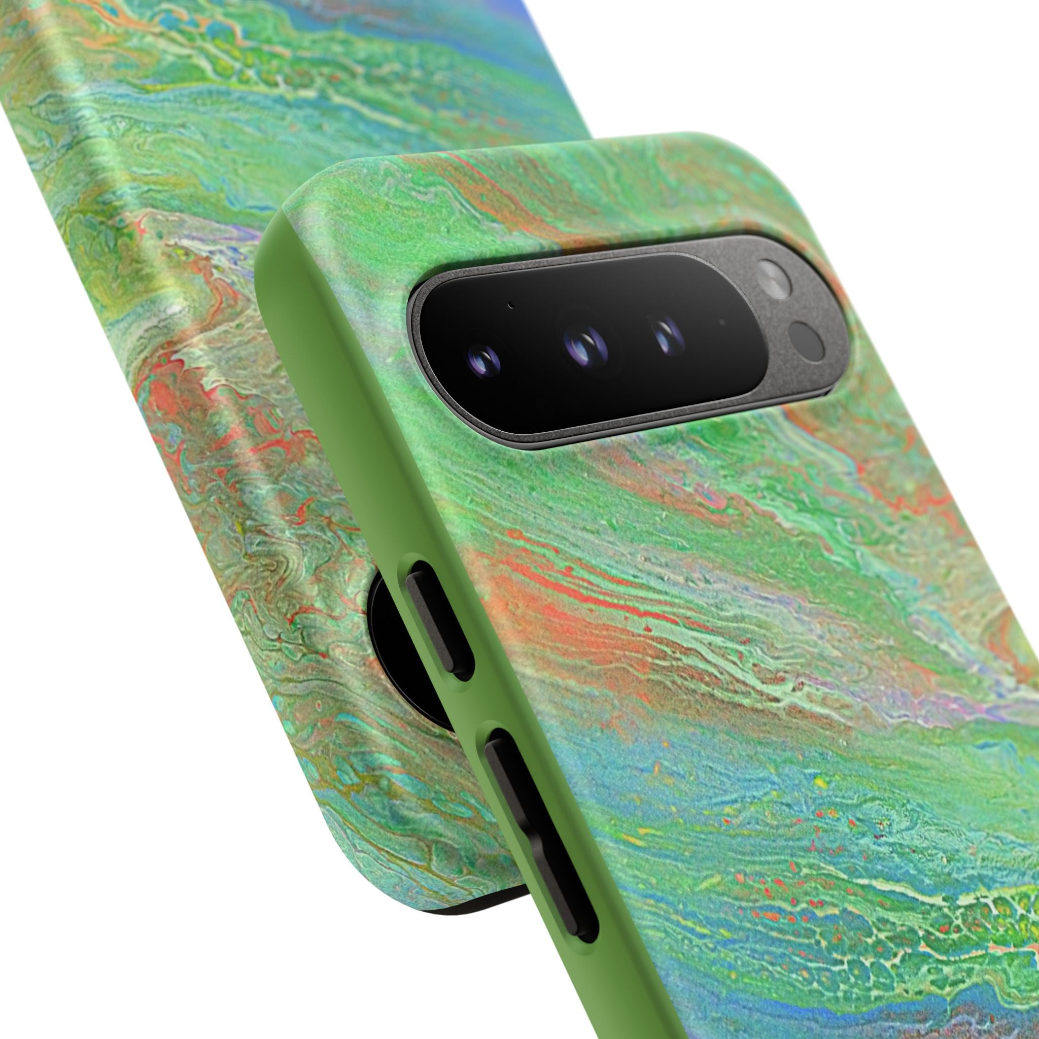 Marbled Green Abstract Phone Case — Protective Tough Case for iPhone