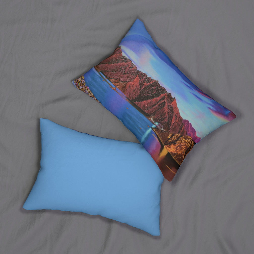 Scenic Sunset Mountain Lake Lumbar Pillow