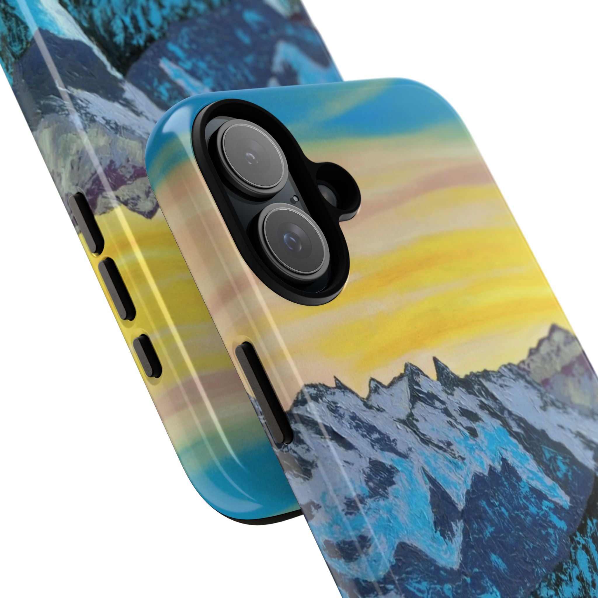 Mountain Sunset Phone Case — Protective Tough Case with Scenic Blue Peaks Design