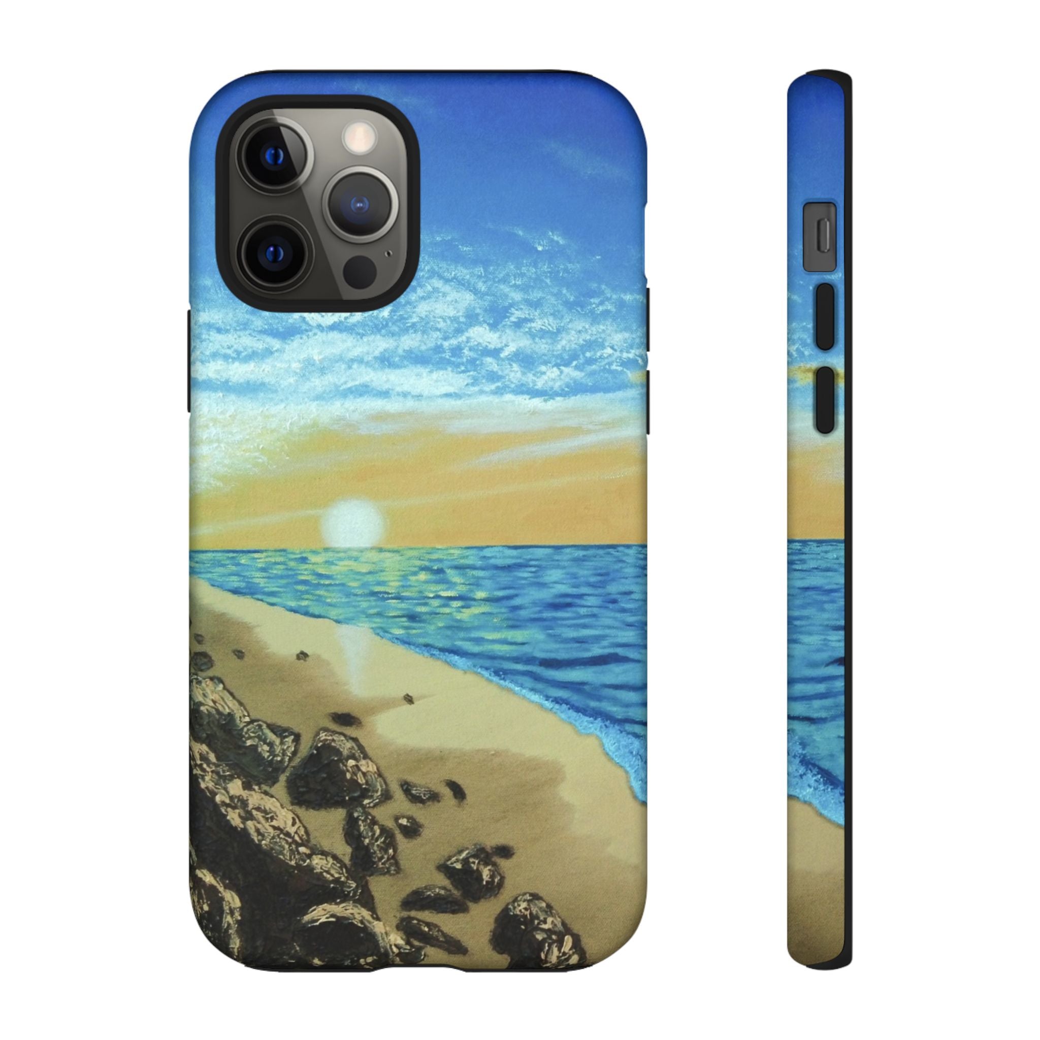 Beach Sunset Phone Case — Protective Tough Case with Coastal Shoreline Design