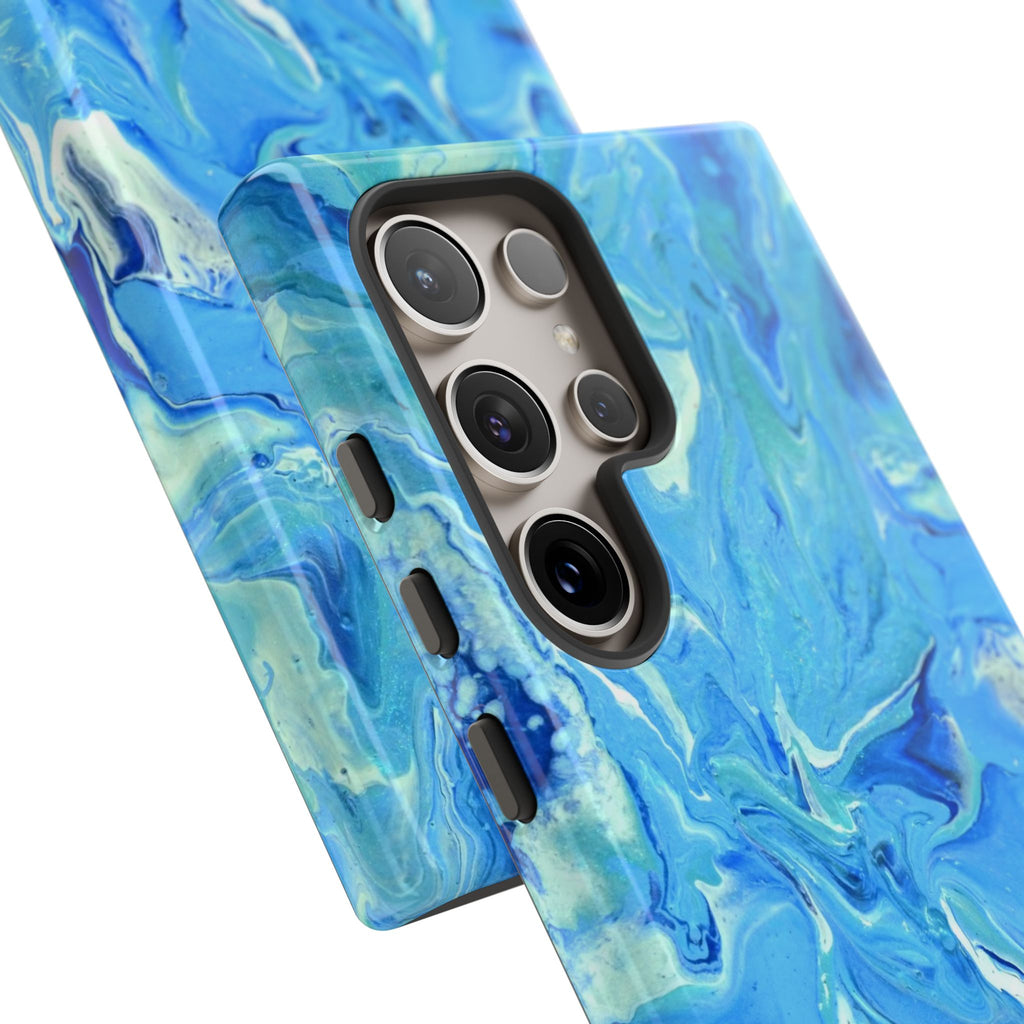 Blue Marble Tough Phone Case — Ocean Swirl Protective iPhone Cover