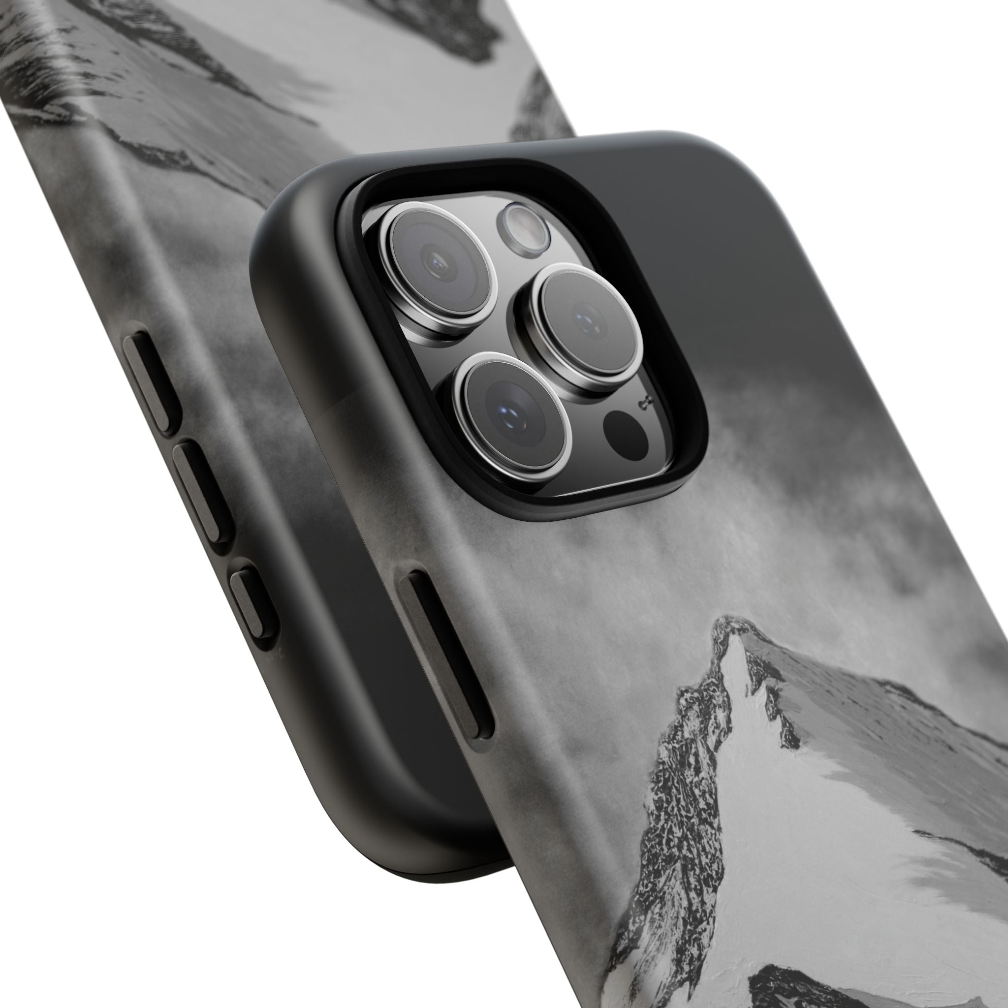 Mountain Peak Phone Case — Black & White Alpine Protective Case
