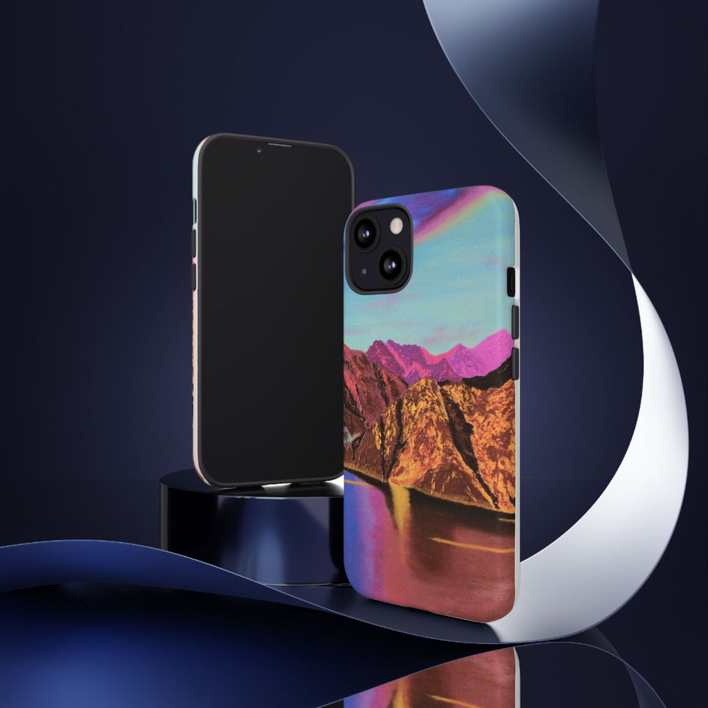 Protective Phone Case — Vibrant Retro Mountain Landscape