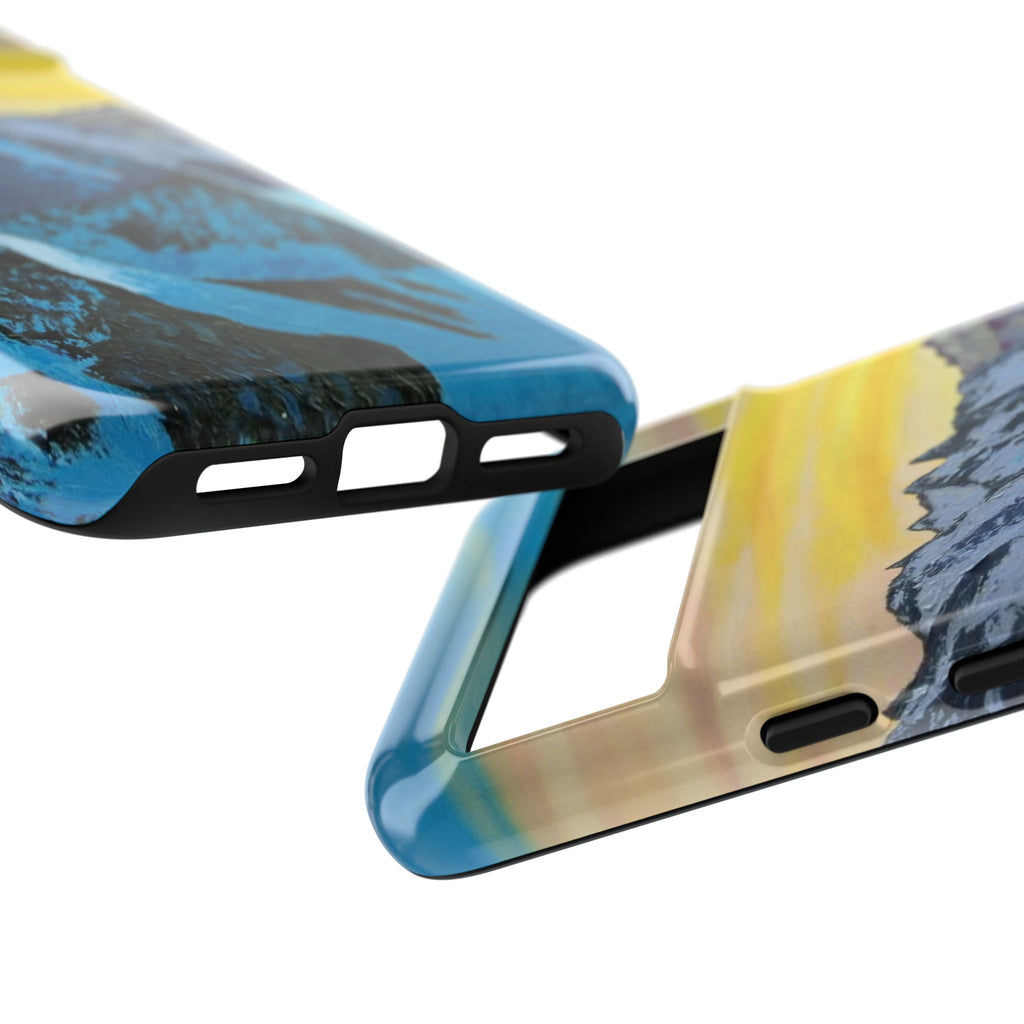 Mountain Sunset Phone Case — Protective Tough Case with Scenic Blue Peaks Design