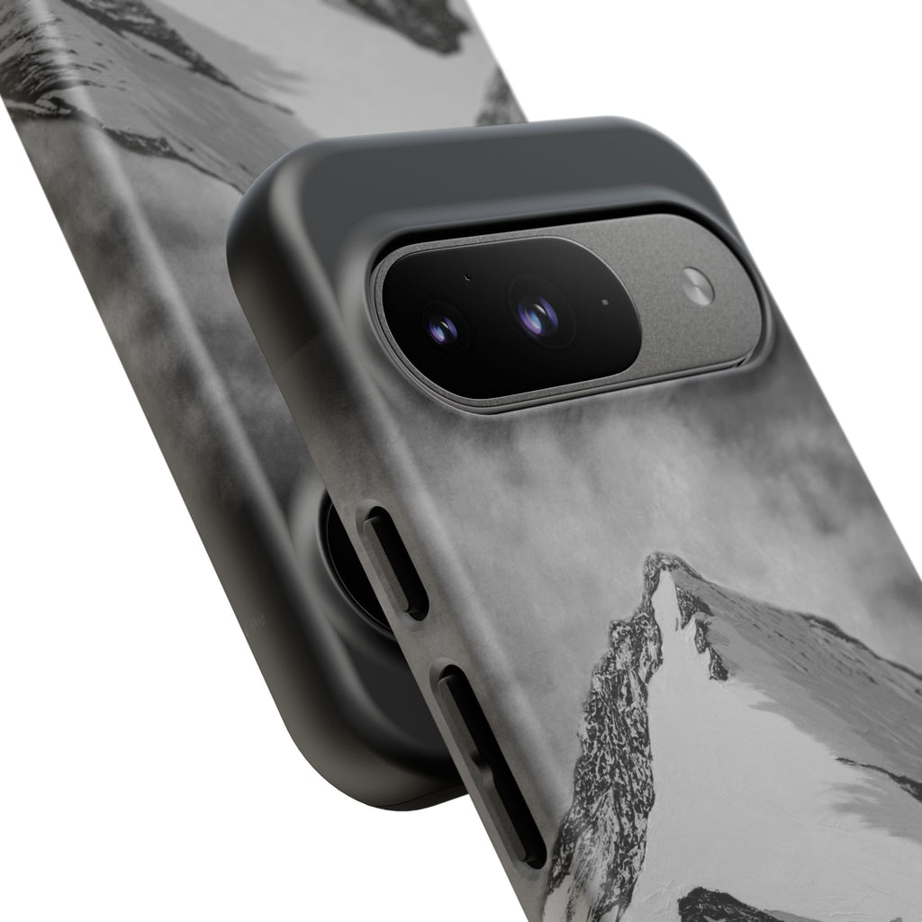 Mountain Peak Phone Case — Black & White Alpine Protective Case