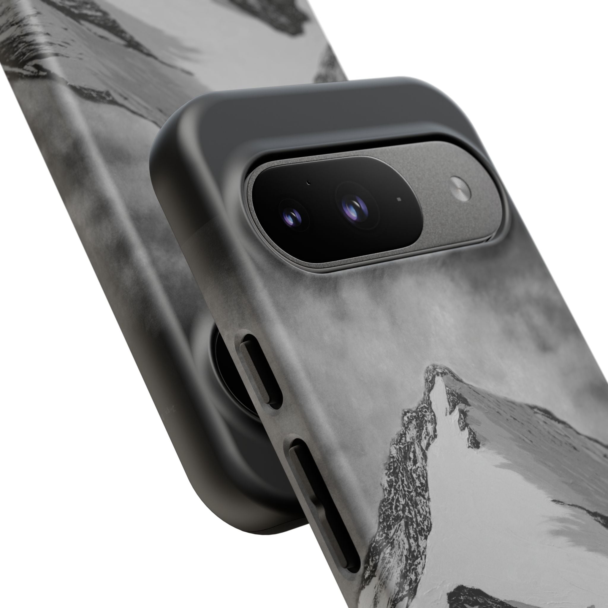 Mountain Peak Phone Case — Black & White Alpine Protective Case