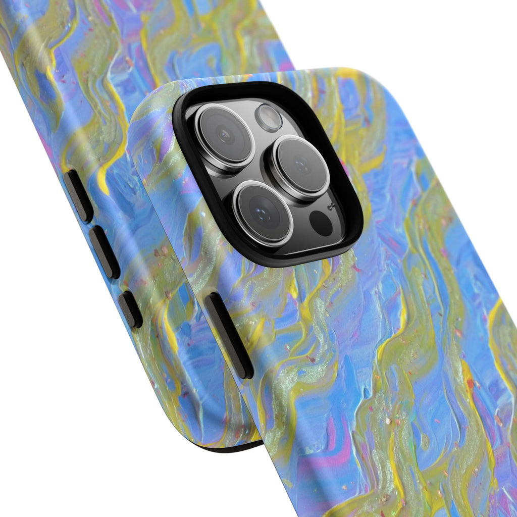 Pastel Marble Tough Phone Case — Blue & Gold Abstract Protective Cover
