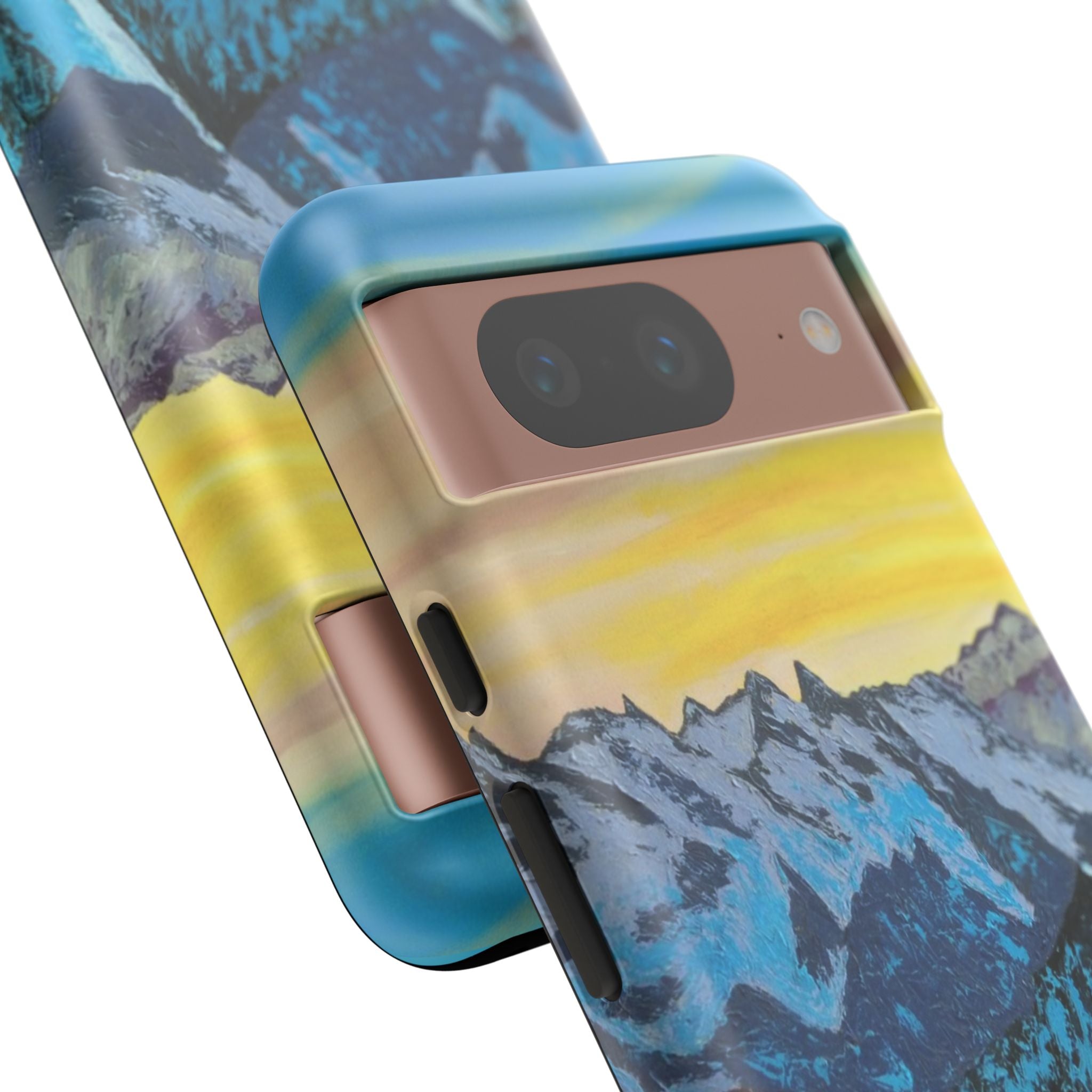 Mountain Sunset Phone Case — Protective Tough Case with Scenic Blue Peaks Design
