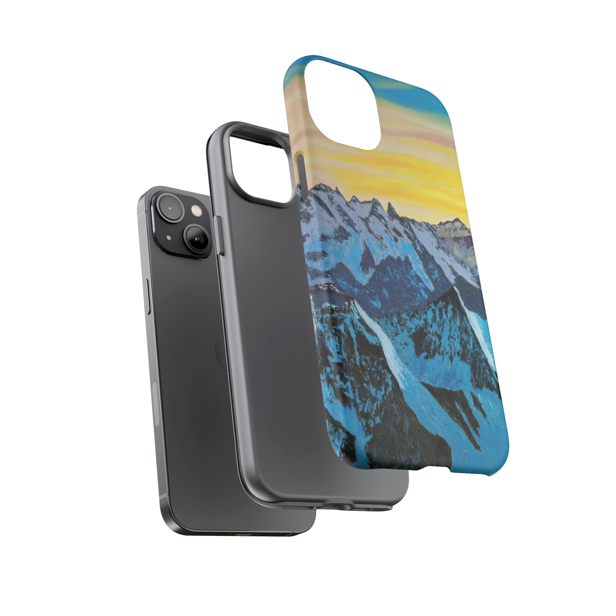 Mountain Sunset Phone Case — Protective Tough Case with Scenic Blue Peaks Design