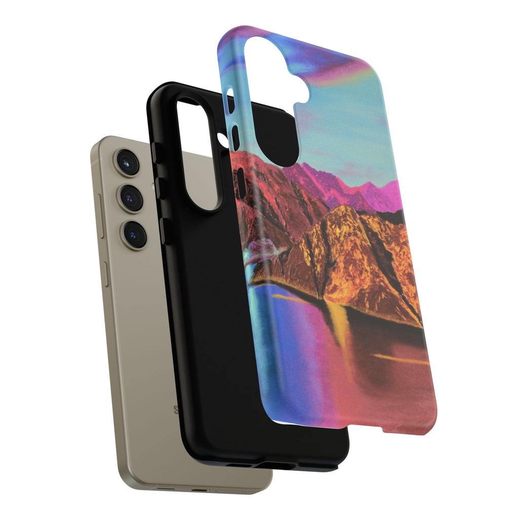 Protective Phone Case — Vibrant Retro Mountain Landscape