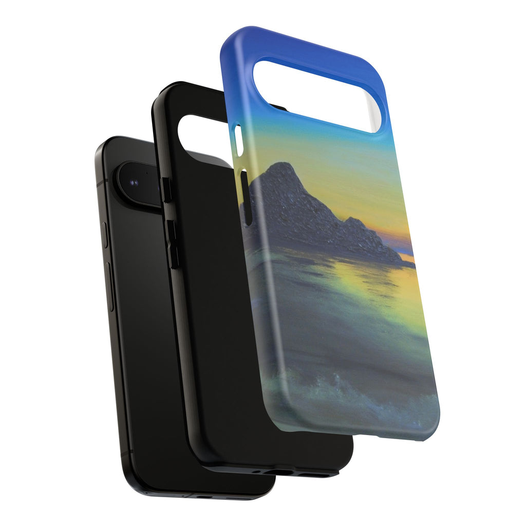 Sunset Cove Phone Case — Durable Protective Tough Case with Tranquil Beach Landscape