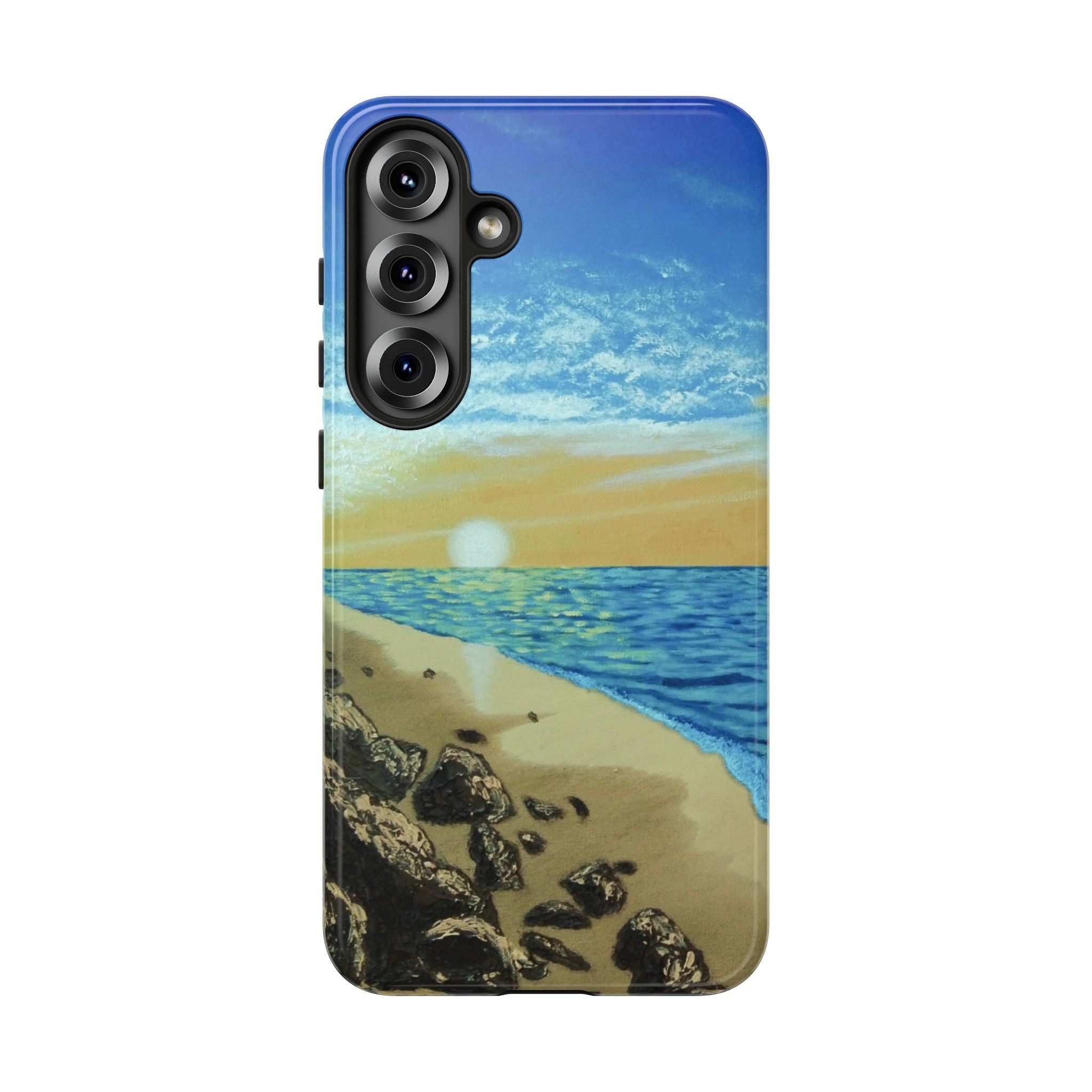 Beach Sunset Phone Case — Protective Tough Case with Coastal Shoreline Design
