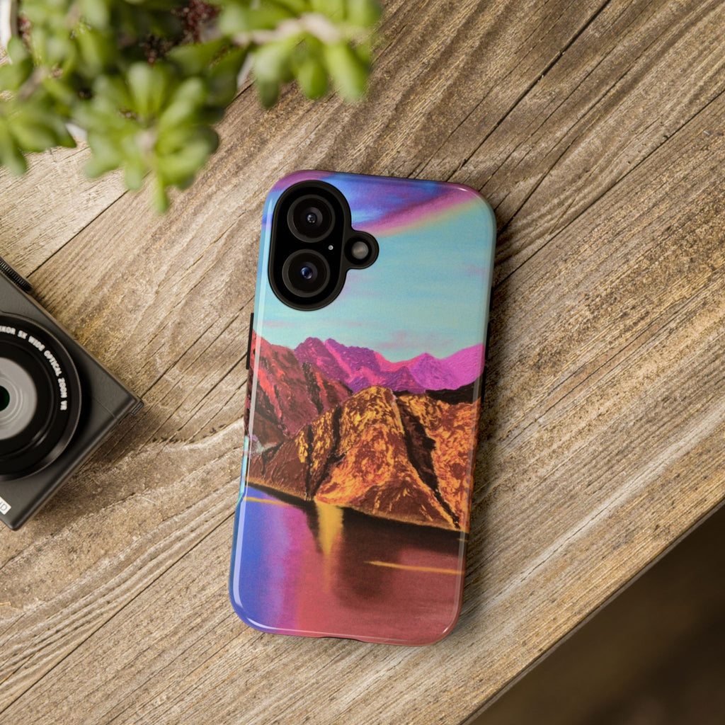 Protective Phone Case — Vibrant Retro Mountain Landscape