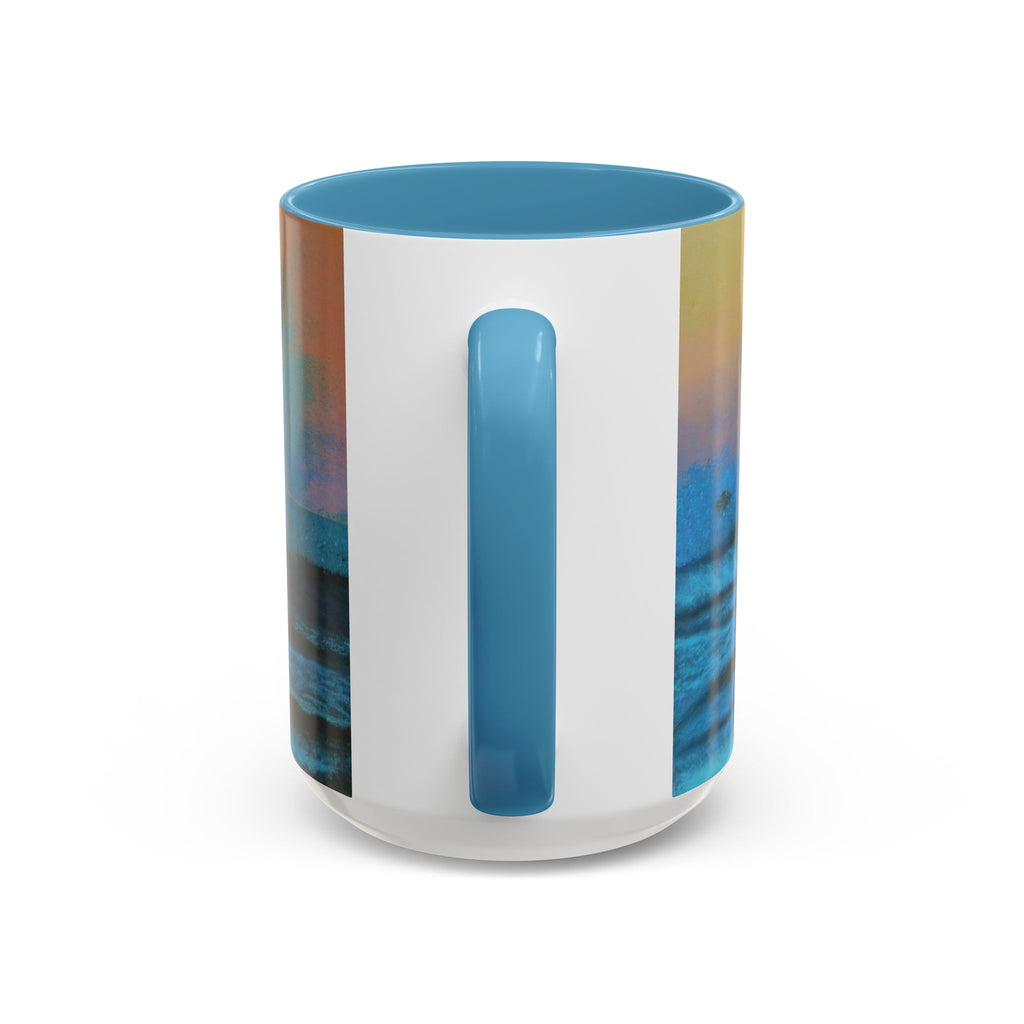 Ocean Sunset Accent Coffee Mug — Blue Teal Seascape Art (11/15oz)
