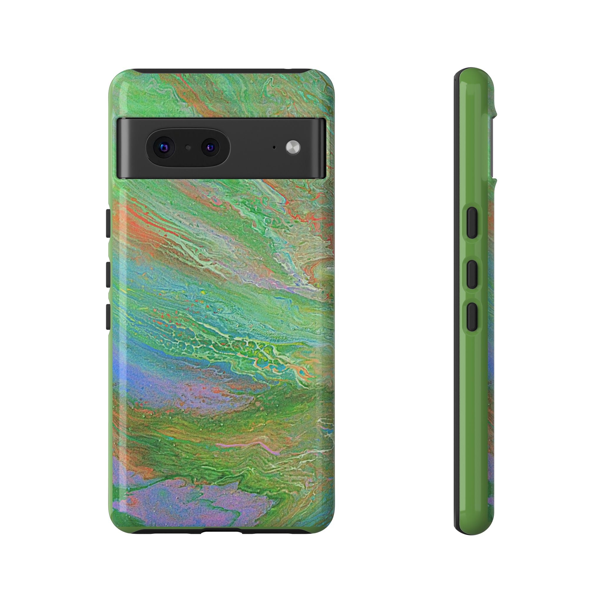 Marbled Green Abstract Phone Case — Protective Tough Case for iPhone
