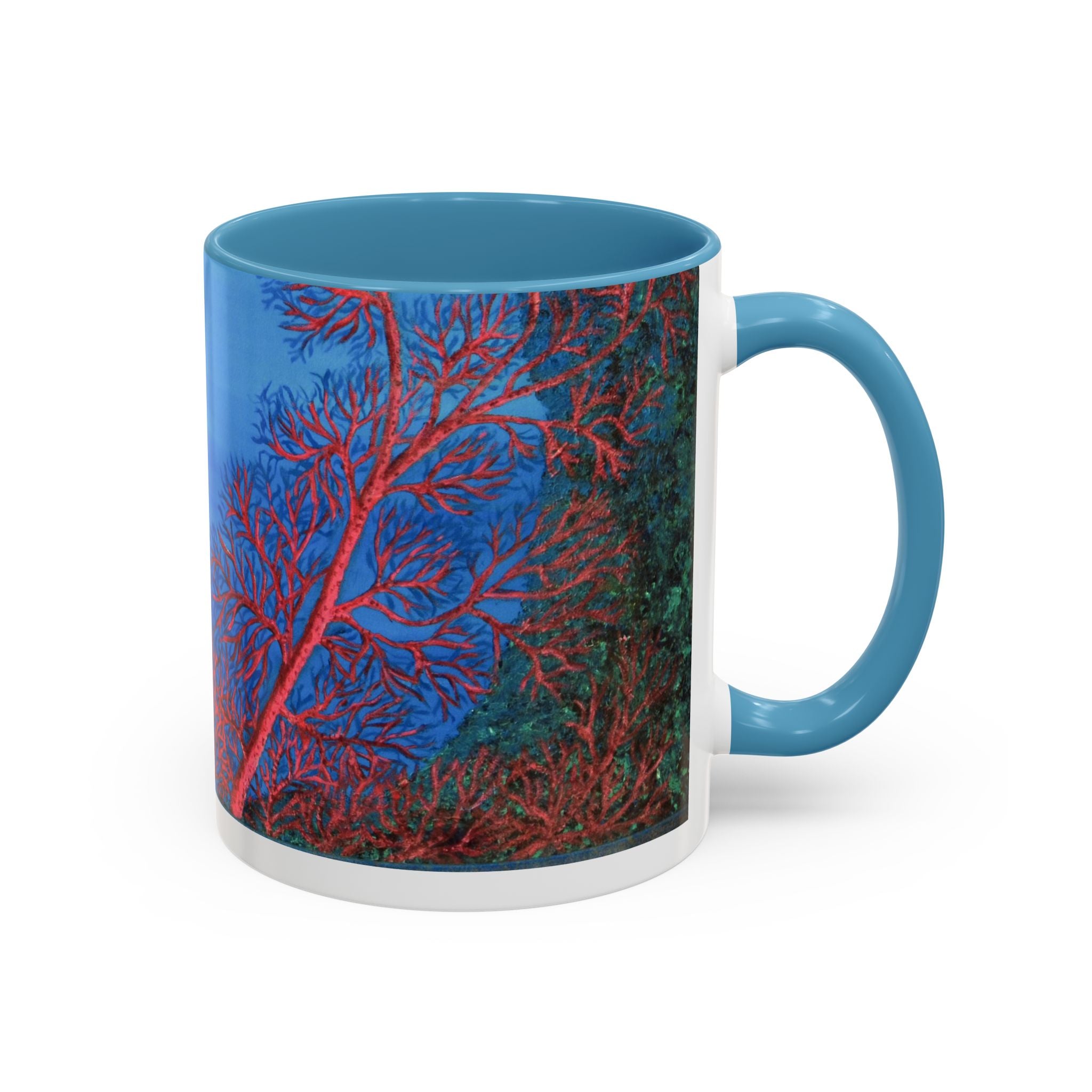 Scenic Blue Red Tree Accent Coffee Mug — Artistic Nature 11/15oz