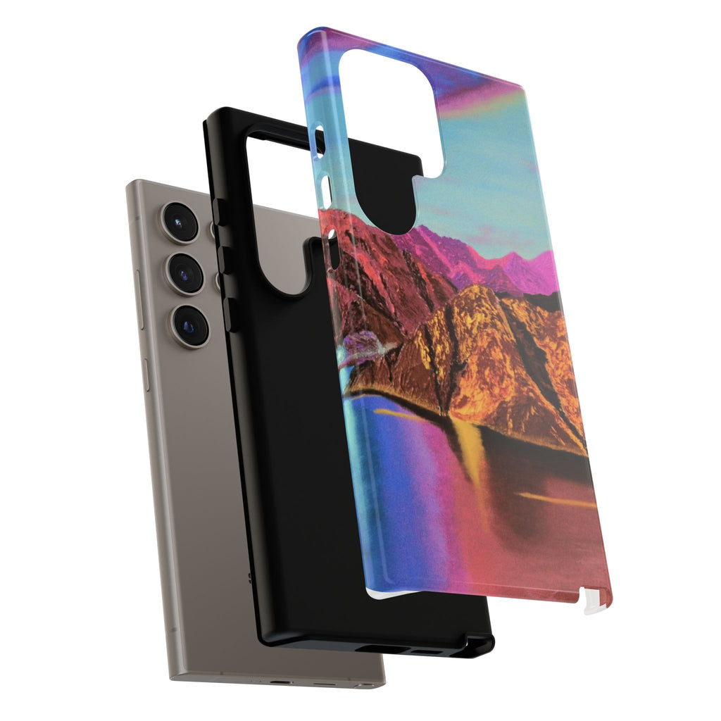 Protective Phone Case — Vibrant Retro Mountain Landscape
