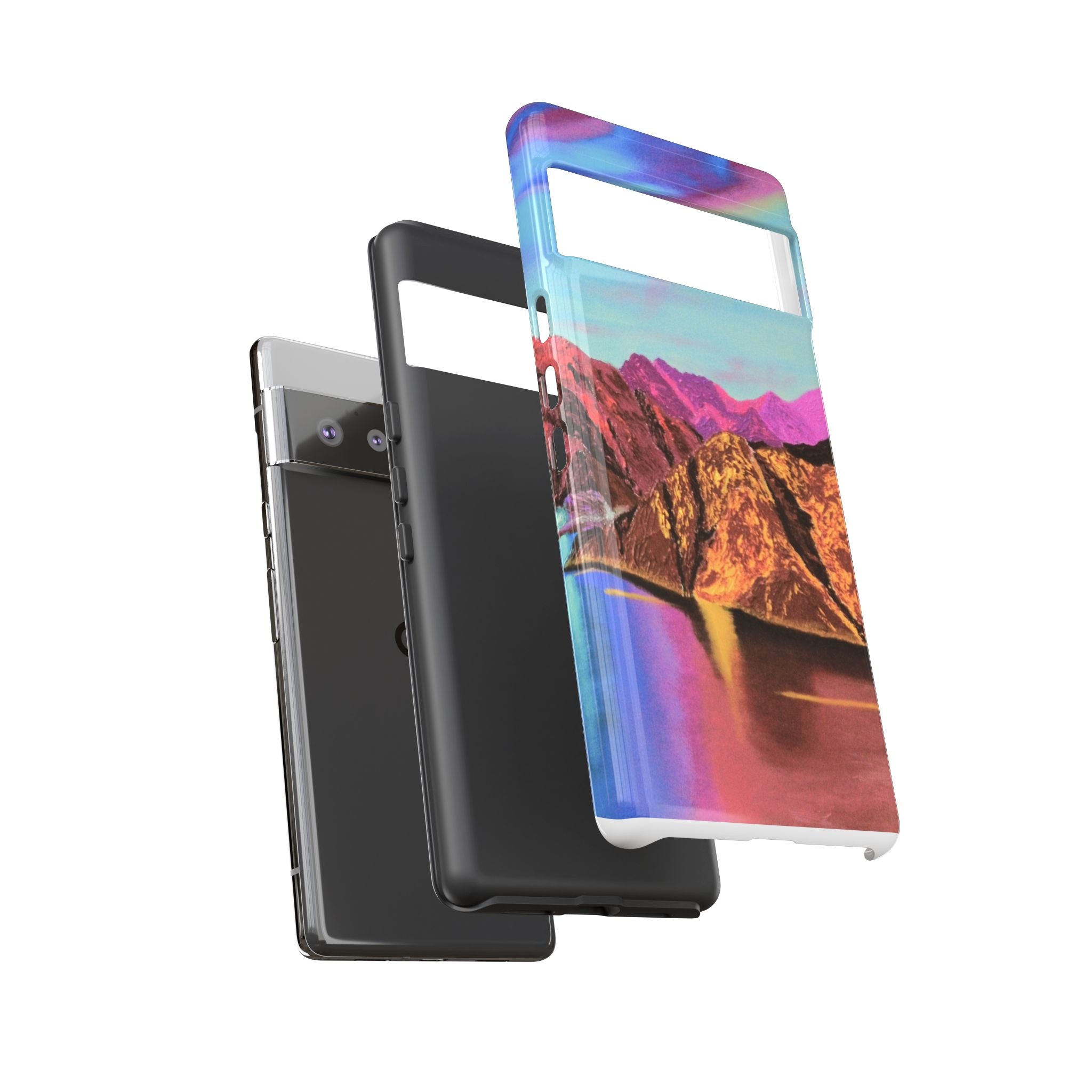 Protective Phone Case — Vibrant Retro Mountain Landscape
