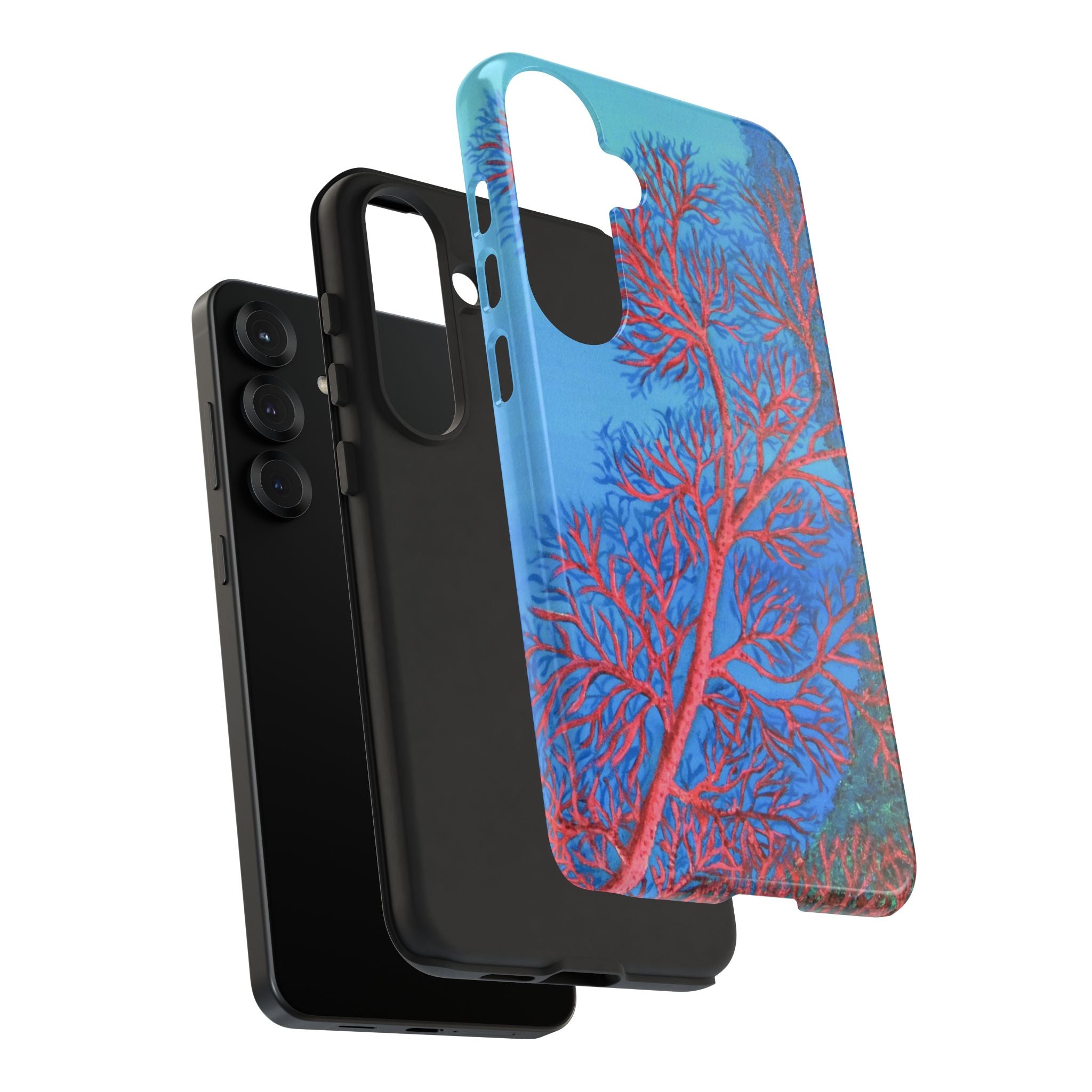 Coral Reef Phone Case — Vibrant Red Sea Fan on Ocean Blue Tough Case