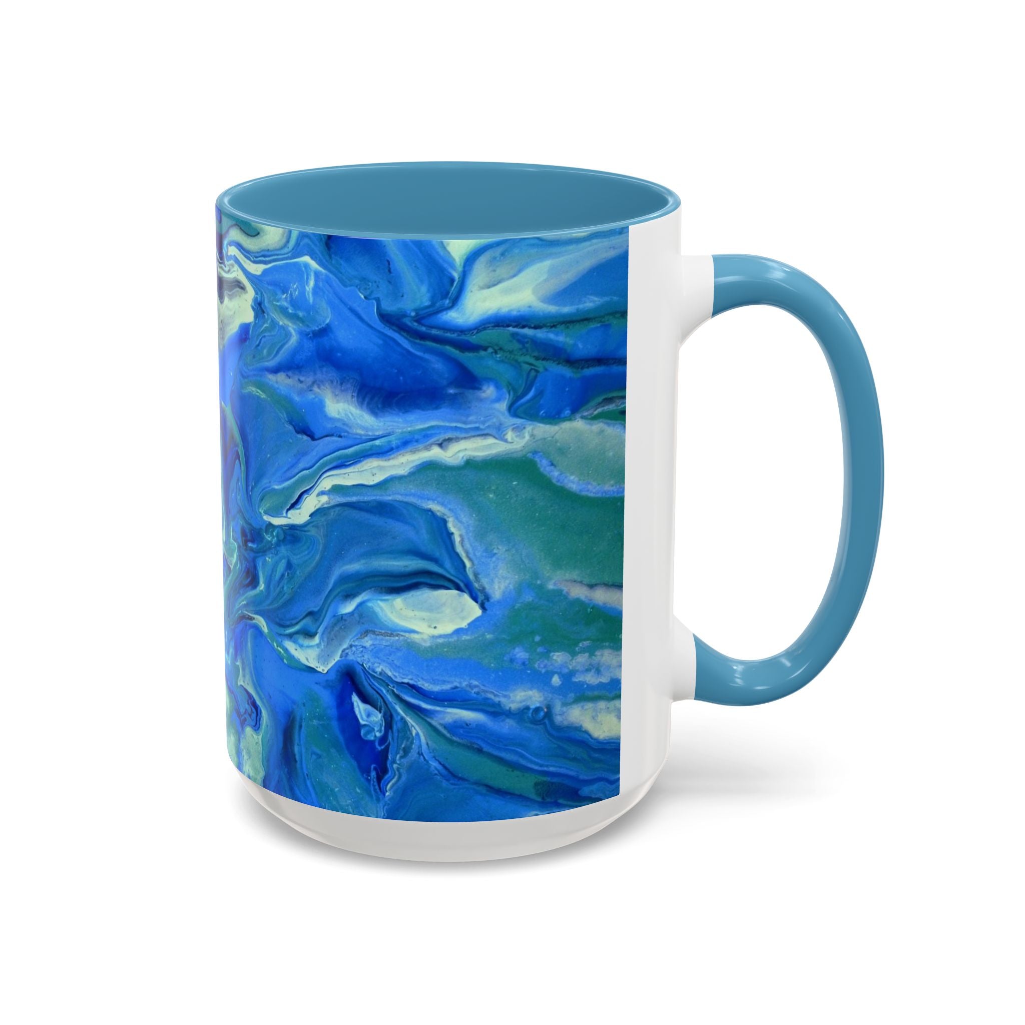 Blue Marble Accent Coffee Mug – Oceanic Abstract Art Ceramic Mug (11/15 oz)