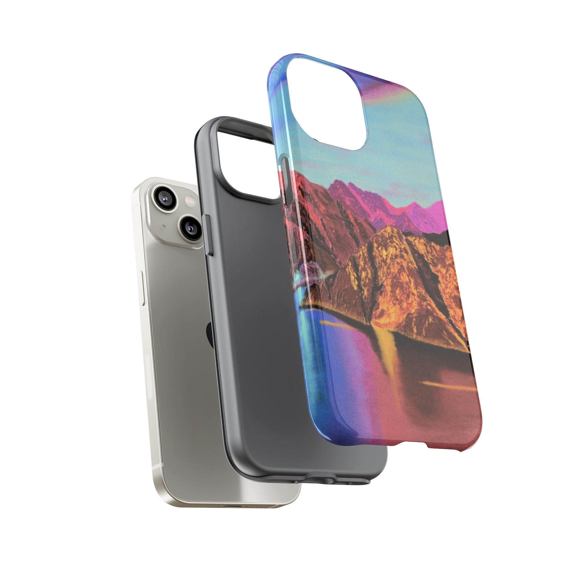 Protective Phone Case — Vibrant Retro Mountain Landscape