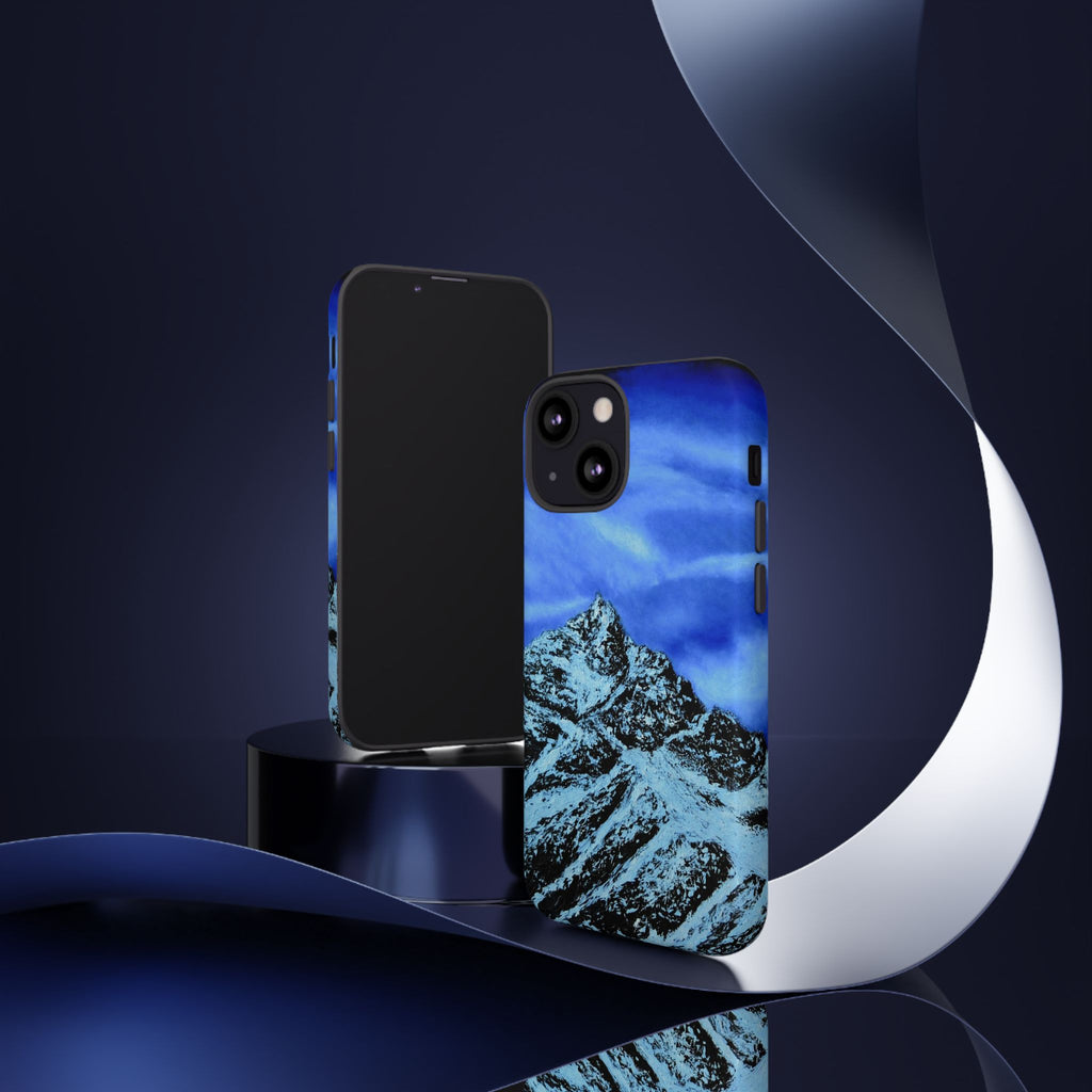 Mountain Peak Blue Tough Phone Case — Rugged Protective iPhone Cover