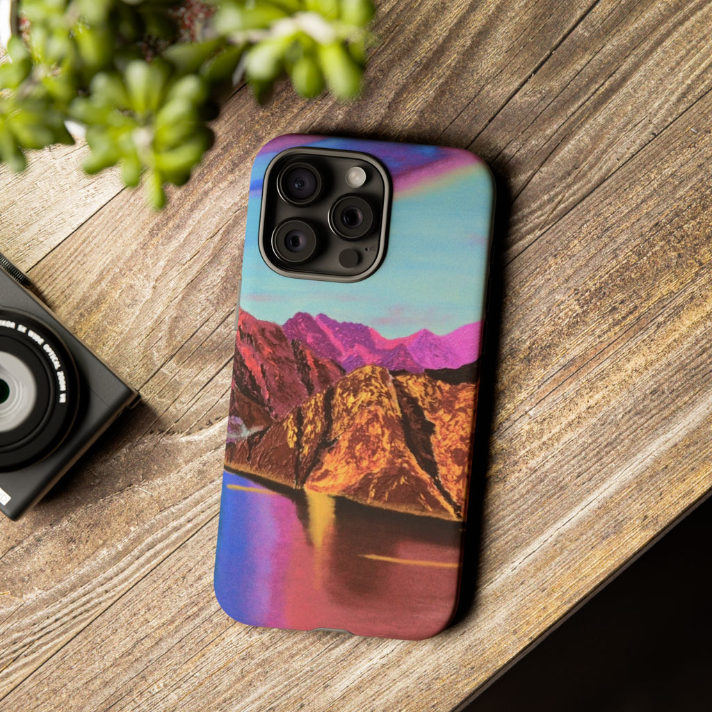 Protective Phone Case — Vibrant Retro Mountain Landscape