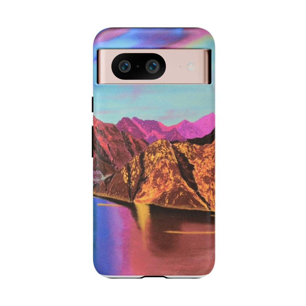Protective Phone Case — Vibrant Retro Mountain Landscape