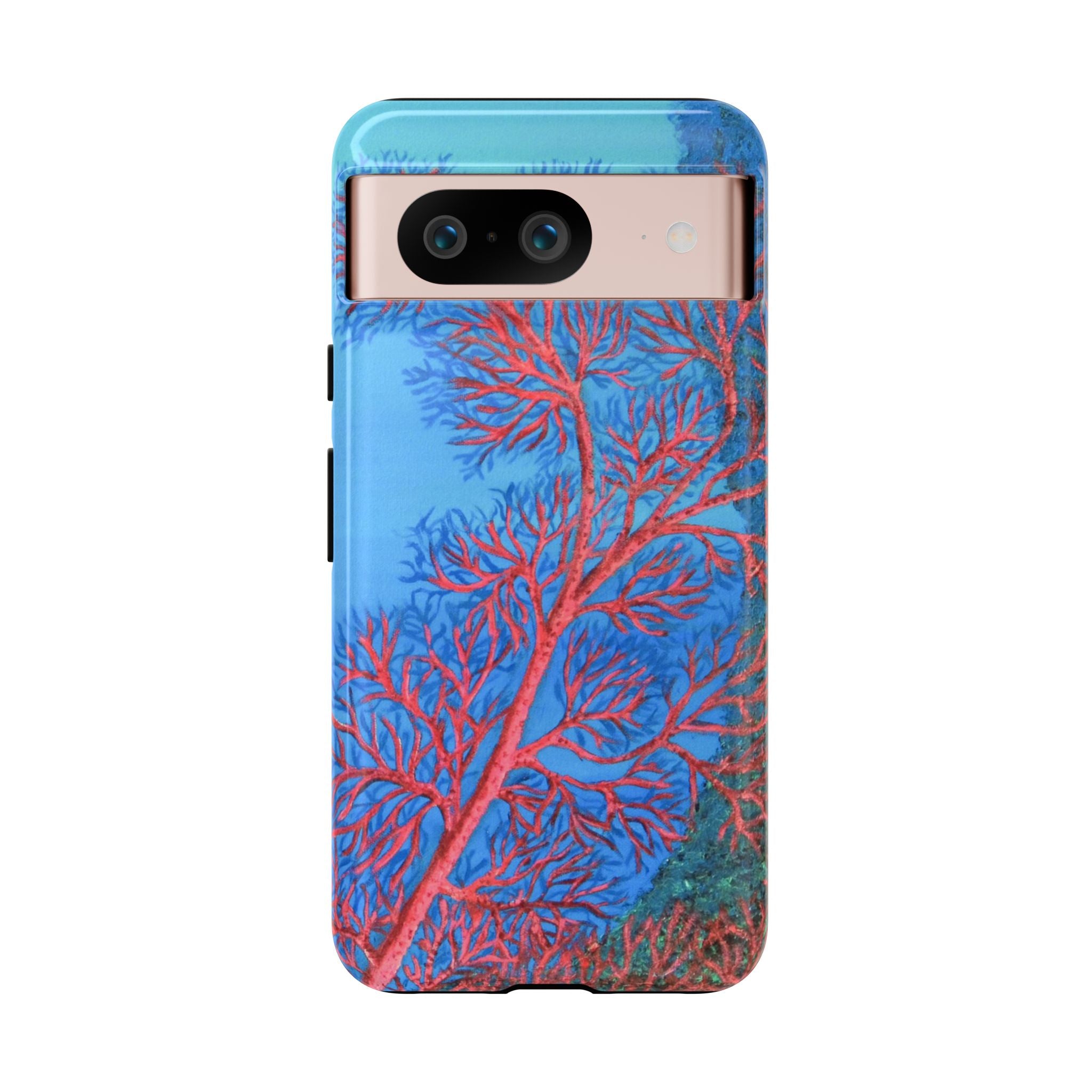 Coral Reef Phone Case — Vibrant Red Sea Fan on Ocean Blue Tough Case