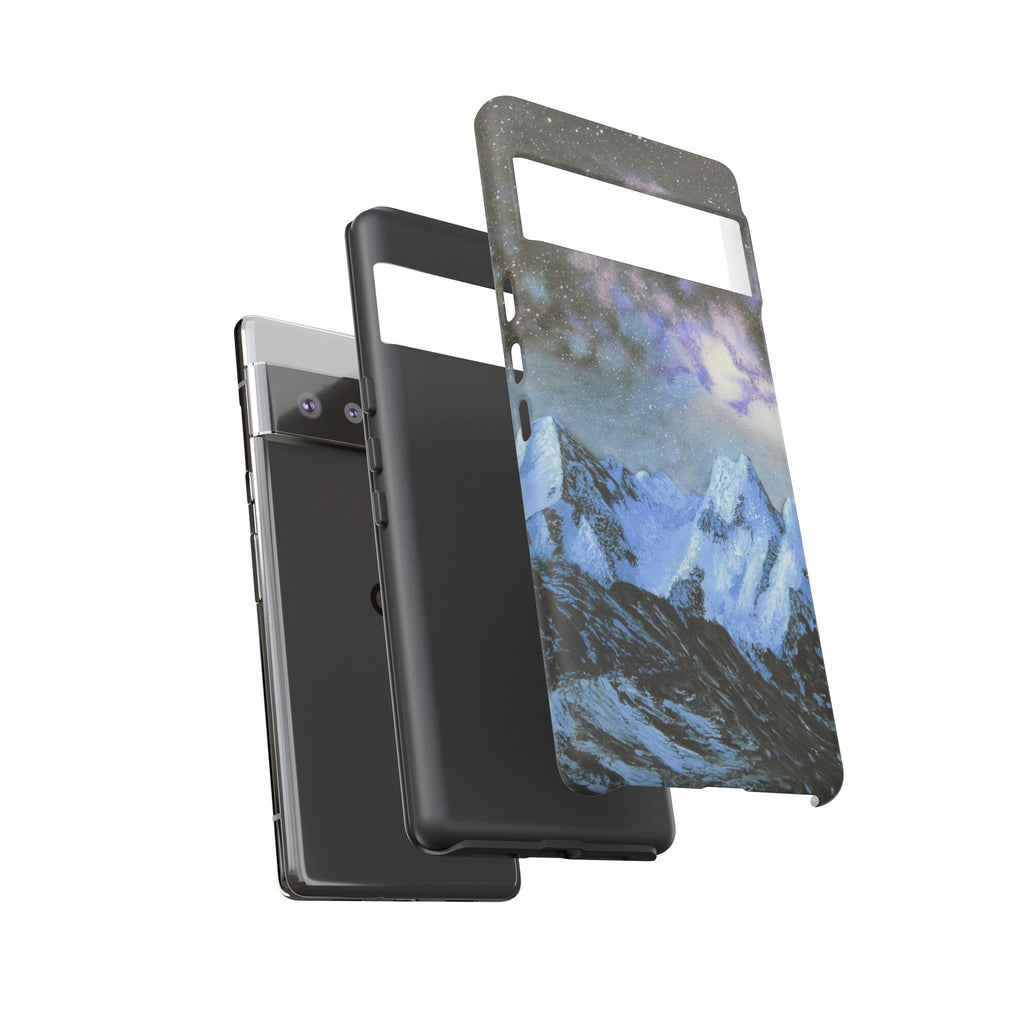 Mountain Night Sky Phone Case — Tough Protective iPhone Cover with Aurora & Snowy Peaks