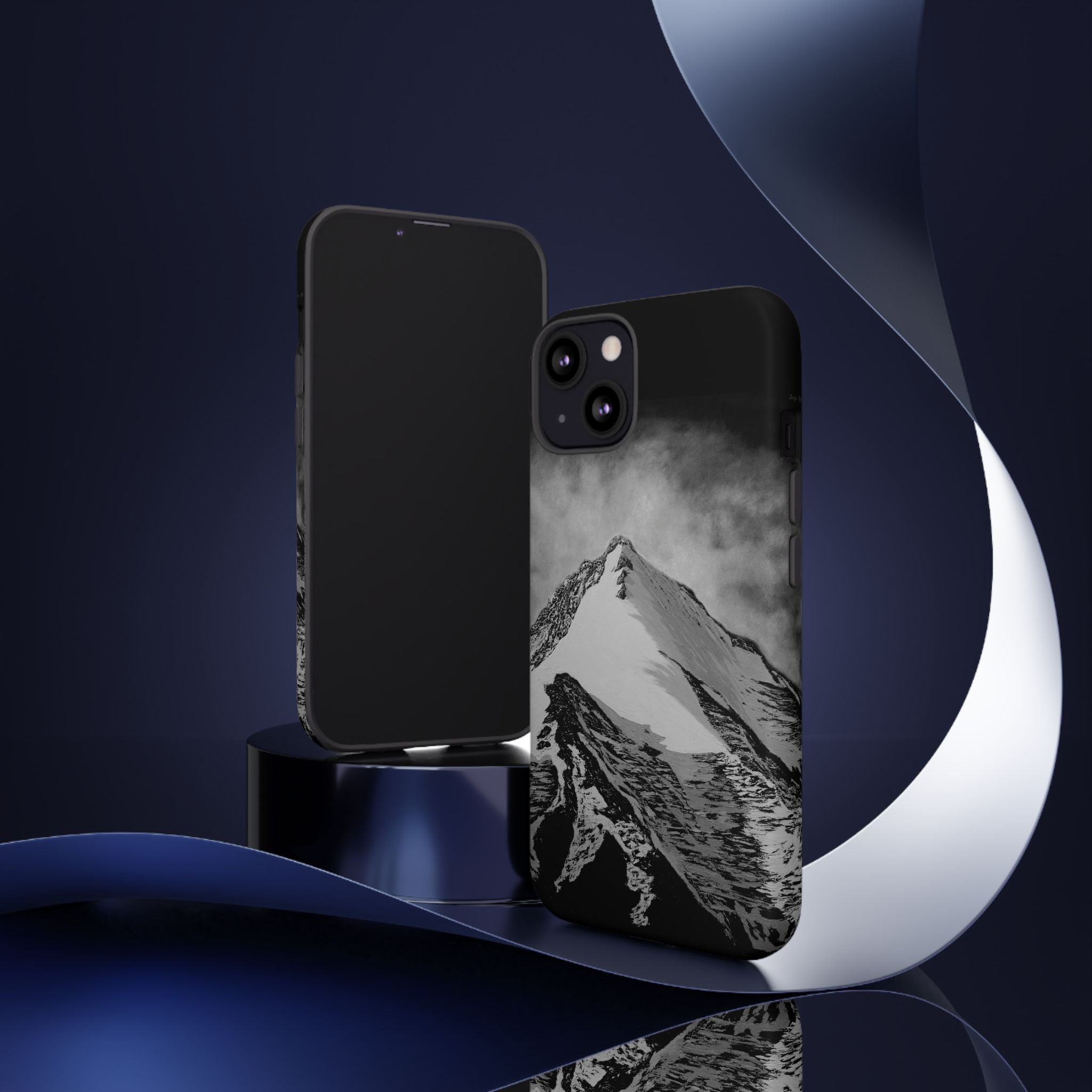 Mountain Peak Phone Case — Black & White Alpine Protective Case
