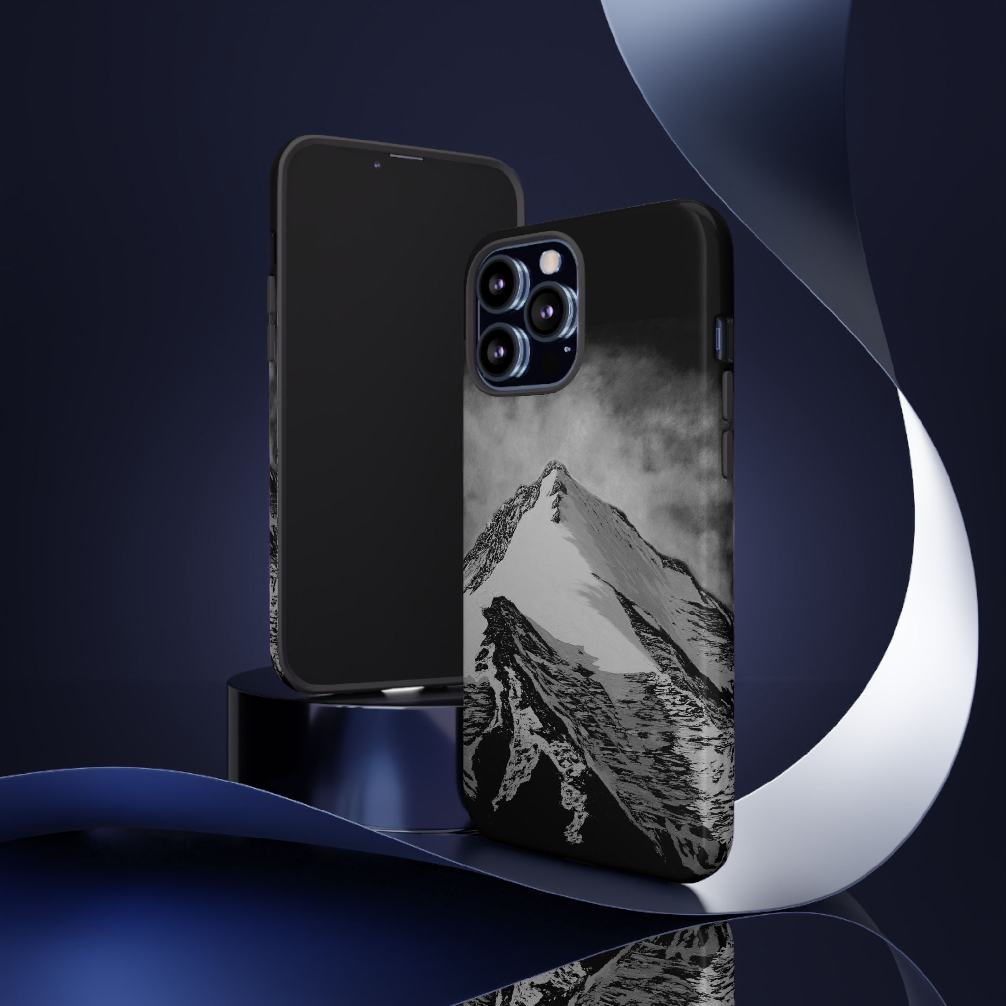 Mountain Peak Phone Case — Black & White Alpine Protective Case