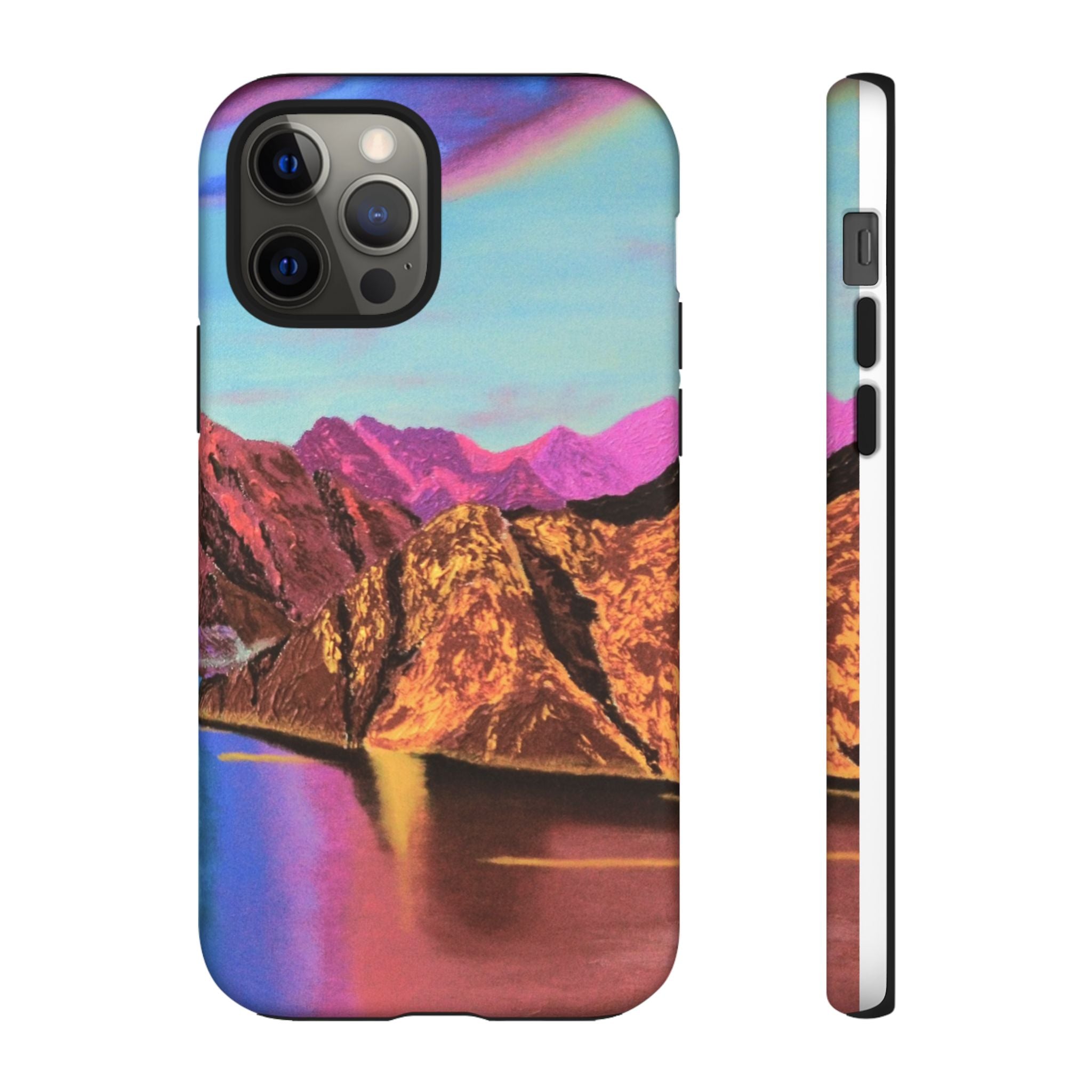 Protective Phone Case — Vibrant Retro Mountain Landscape